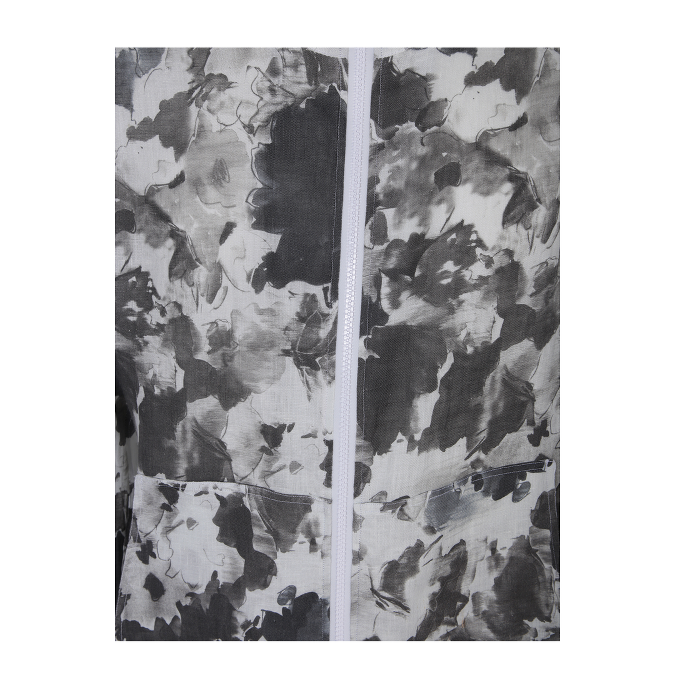 Zip Hoodie Gray White Pattern