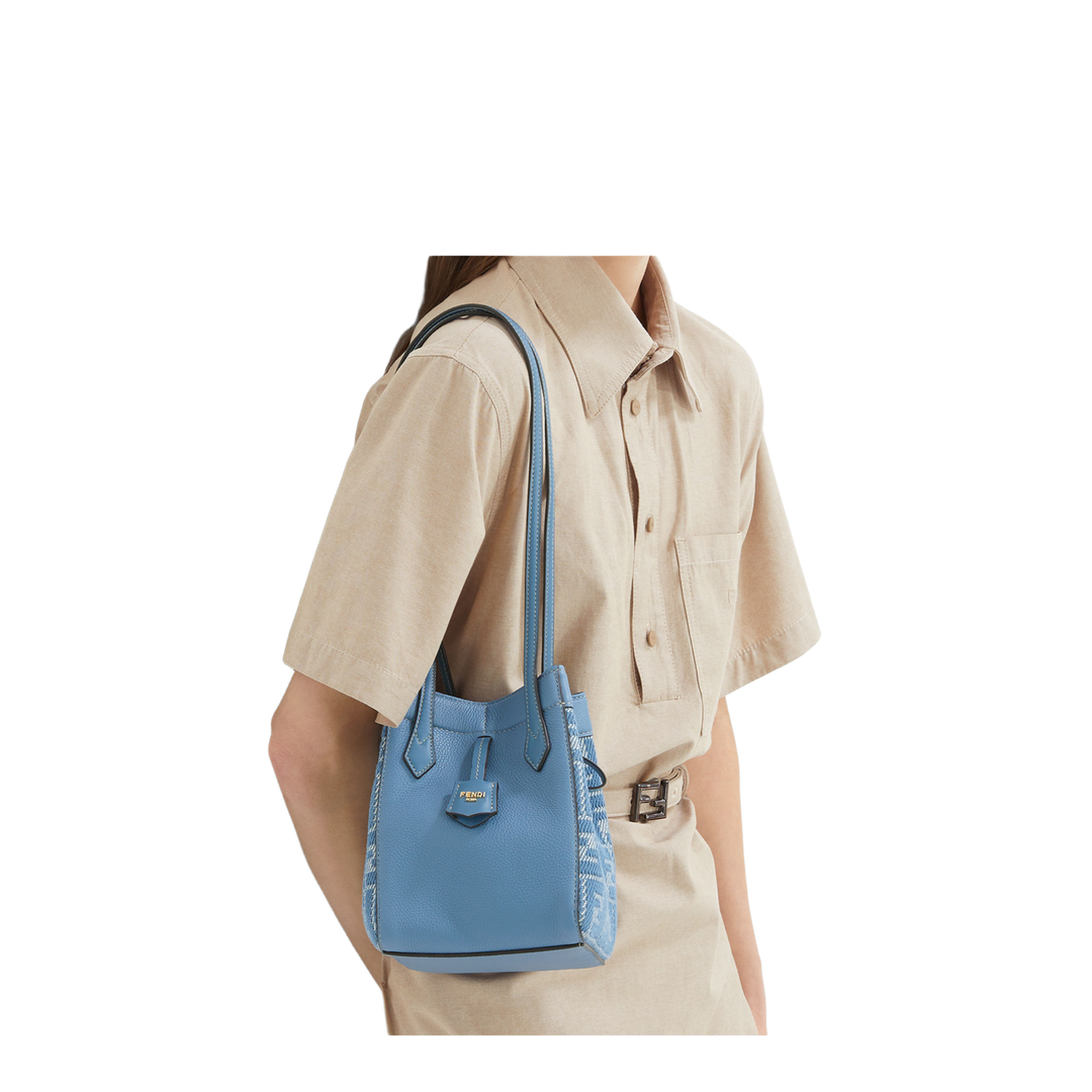 Origami Mini Leather Bucket Bags - Blue