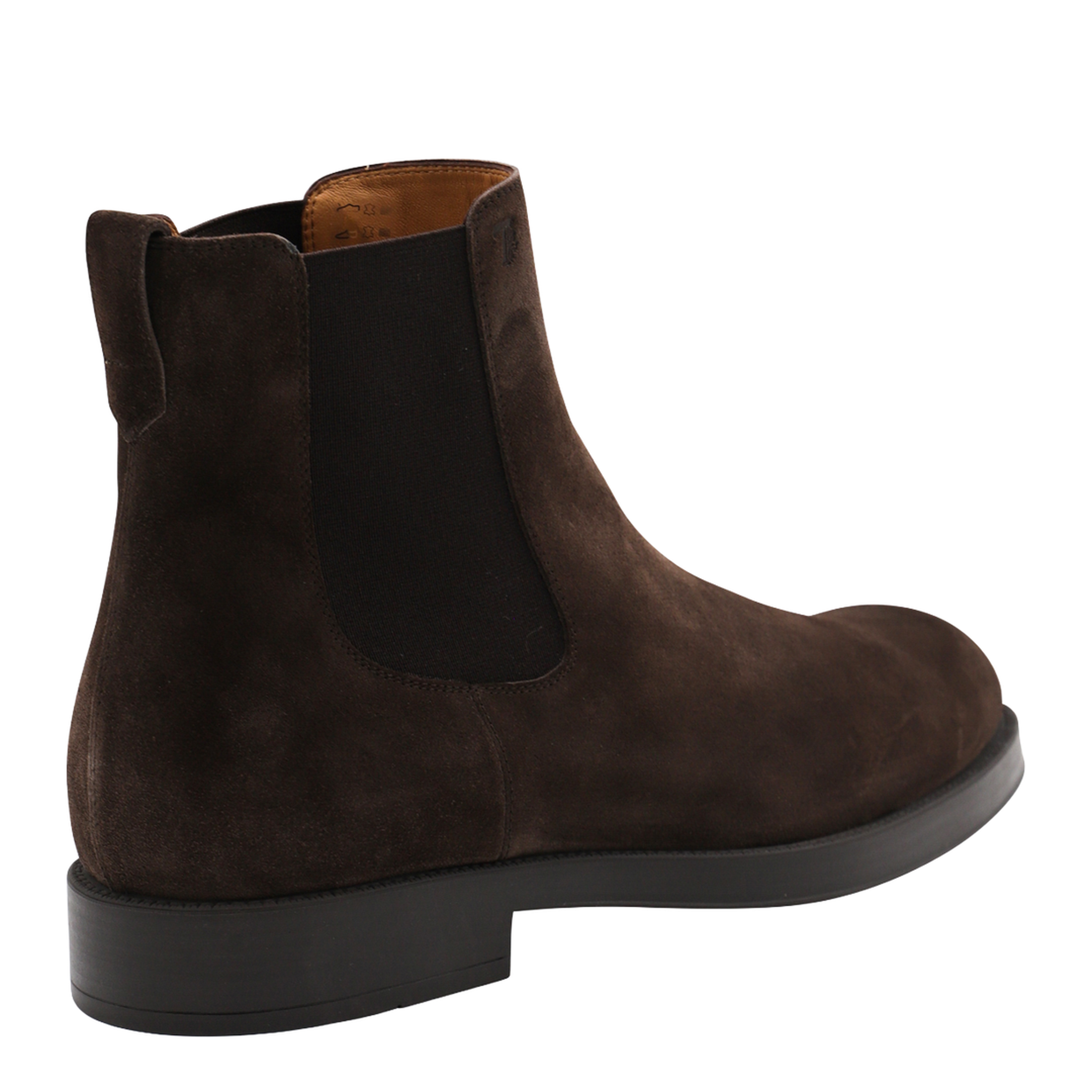Coffee Brown Elasticated Side Panels Low Stacked Heel Round Toe