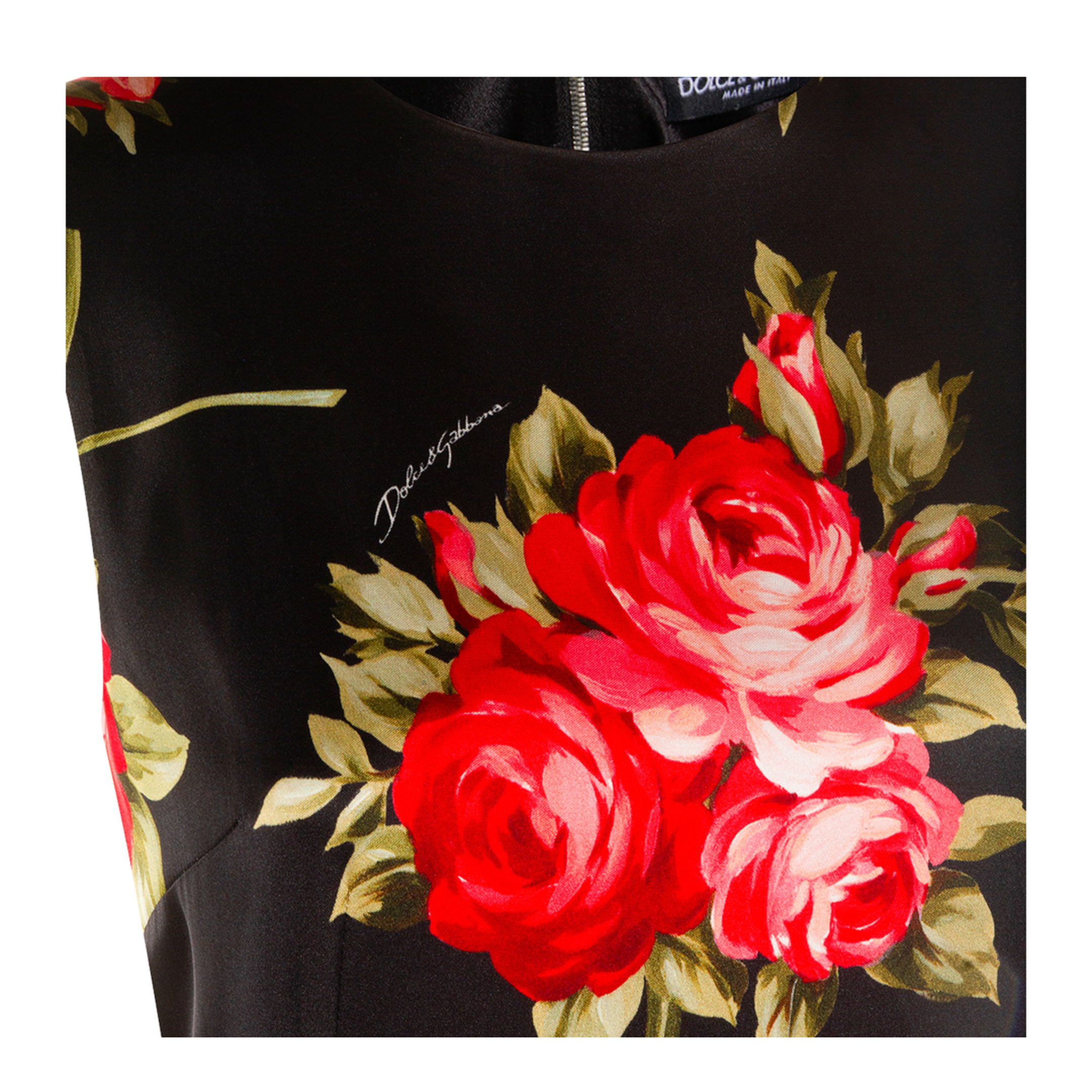 Bouquet Rose Print Satin Midi Dress