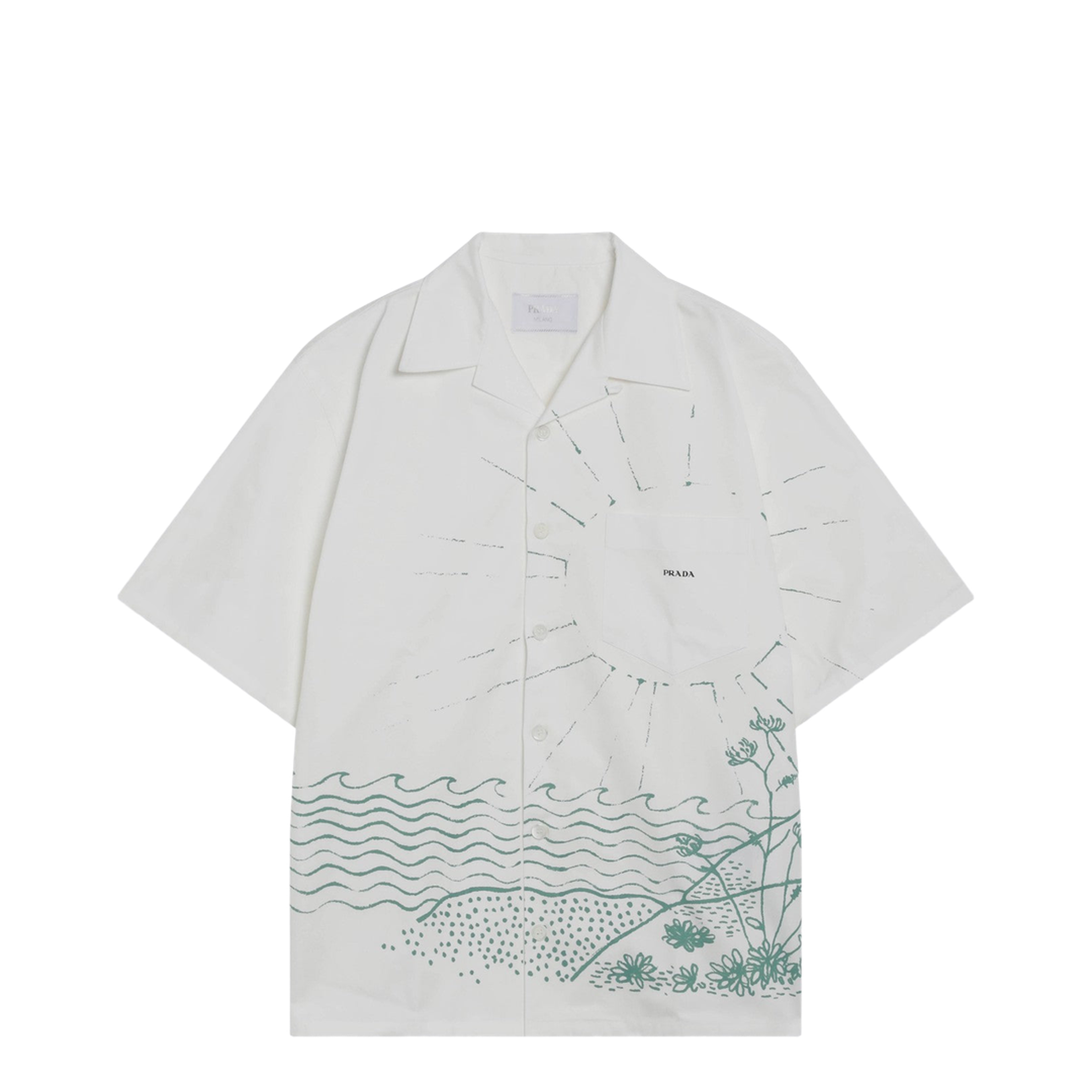 Short-sleeve bowling shirt with print