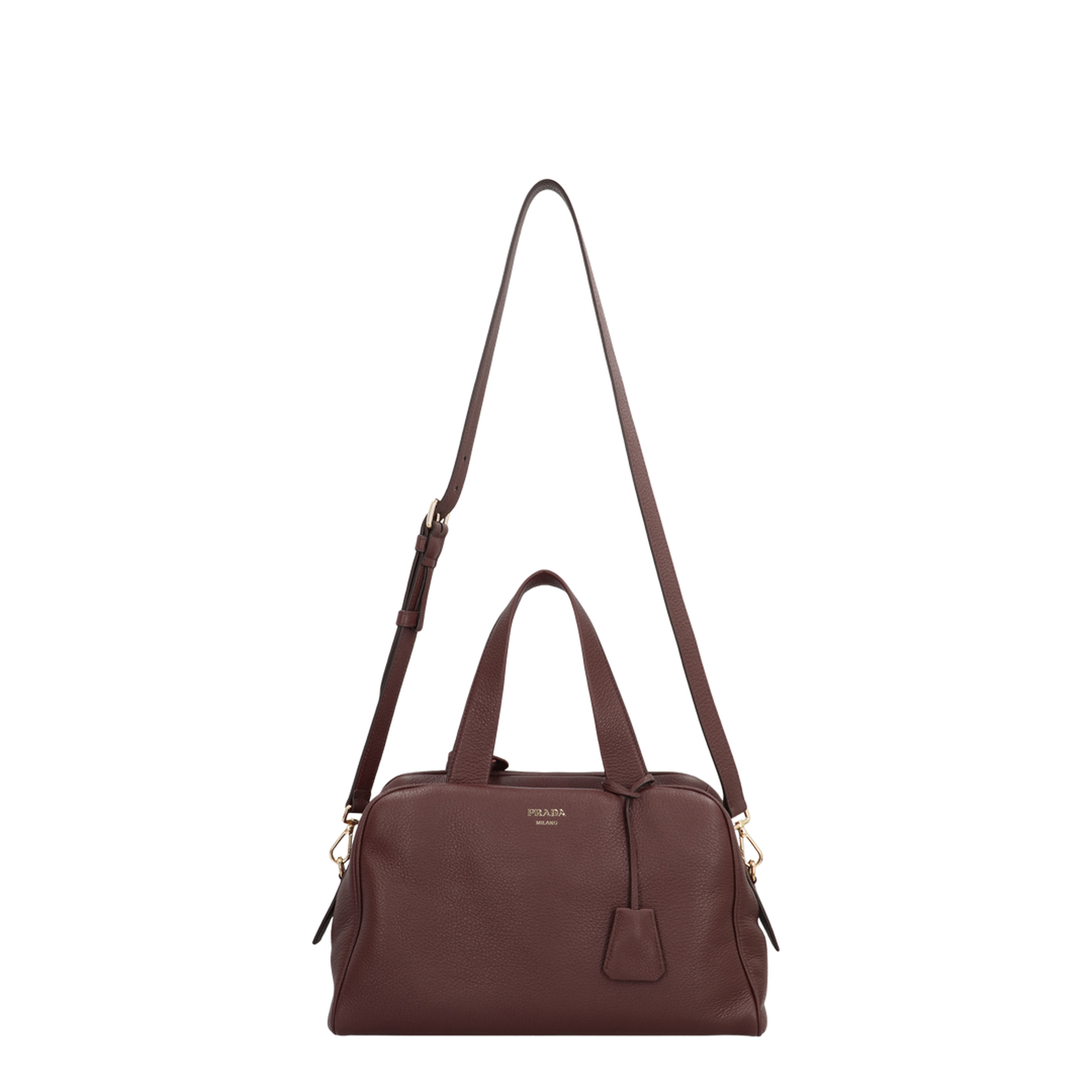 Bowling Bag in Grainy Leather Brown