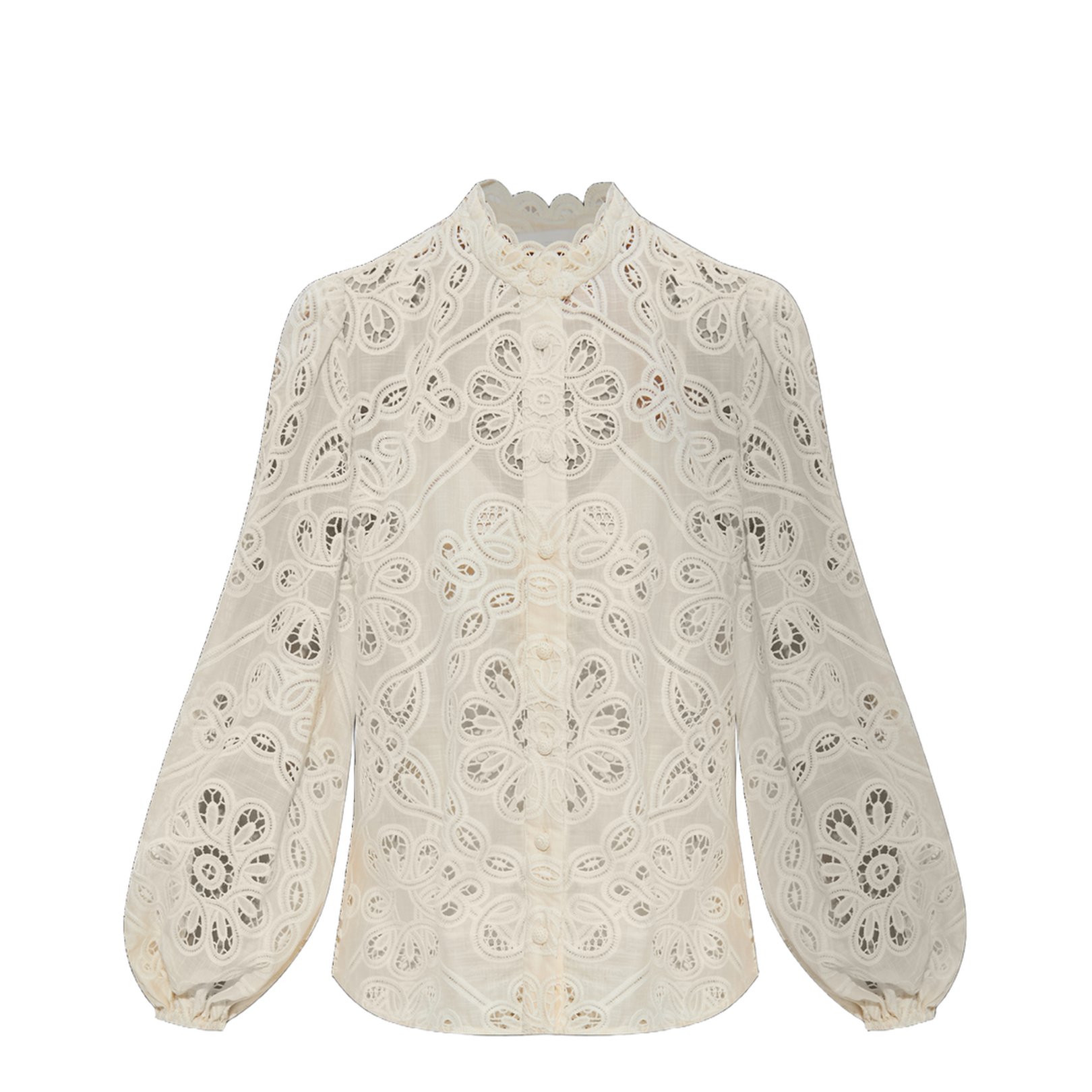 Openwork Shirt with a Stand-Up Collar