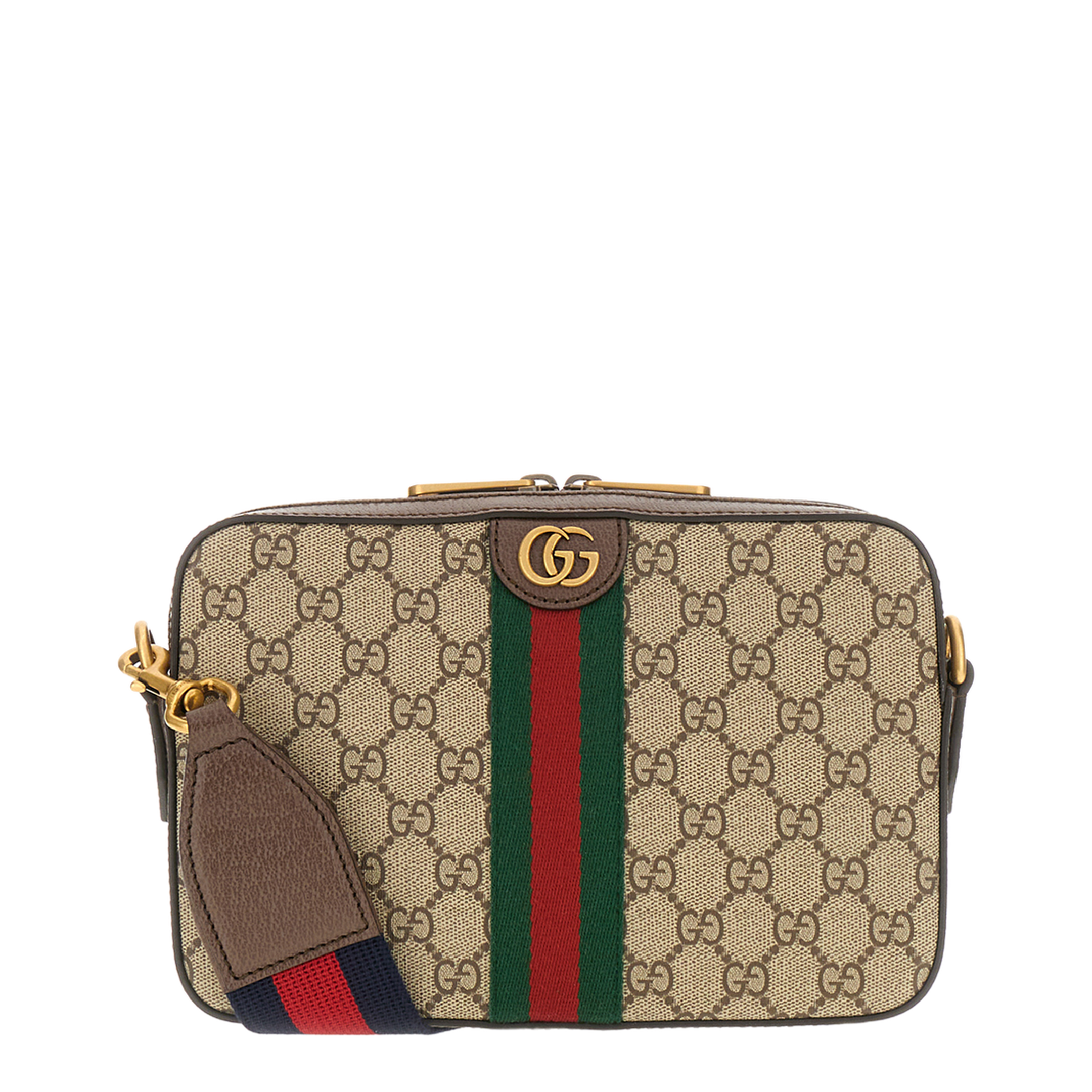 Ophidia Small Canvas Crossbody Bag - Beige