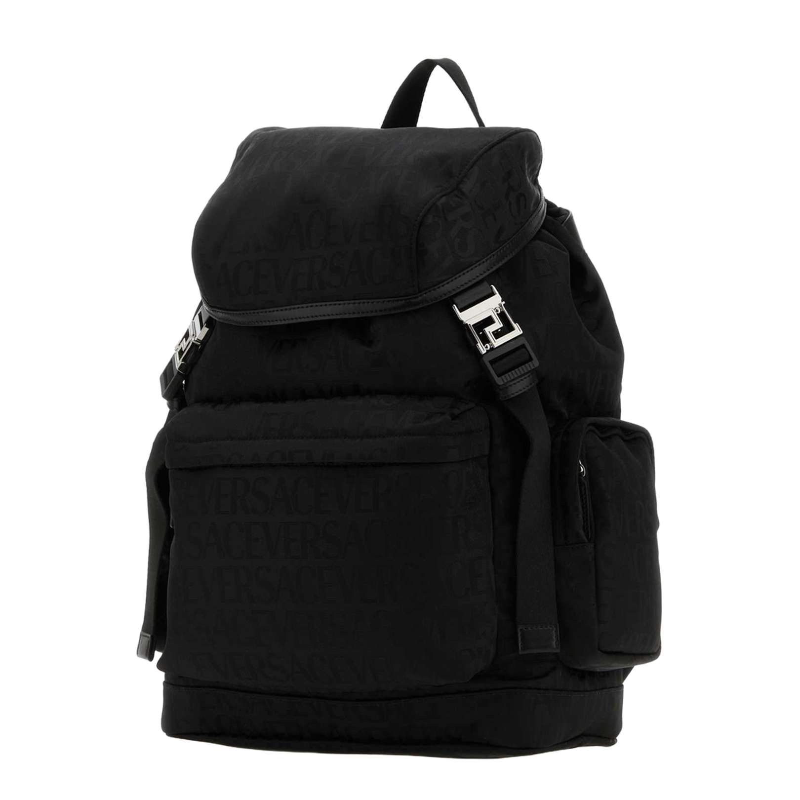 All Over Logo Nylon Backpack - Black