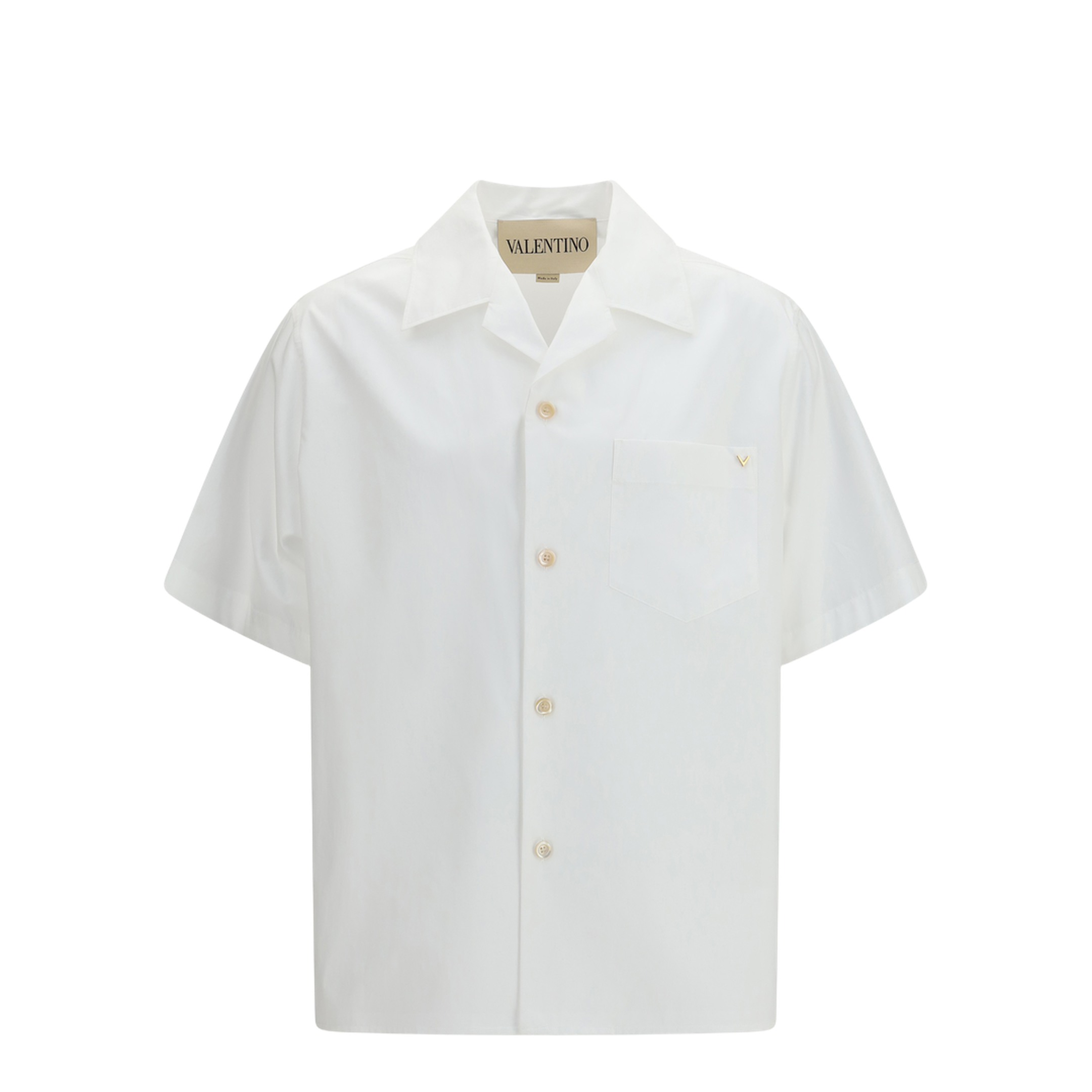 MAYFEYR - Valentino - Cotton Poplin Bowling Shirt With Vgold - 8V0AA1134WW
