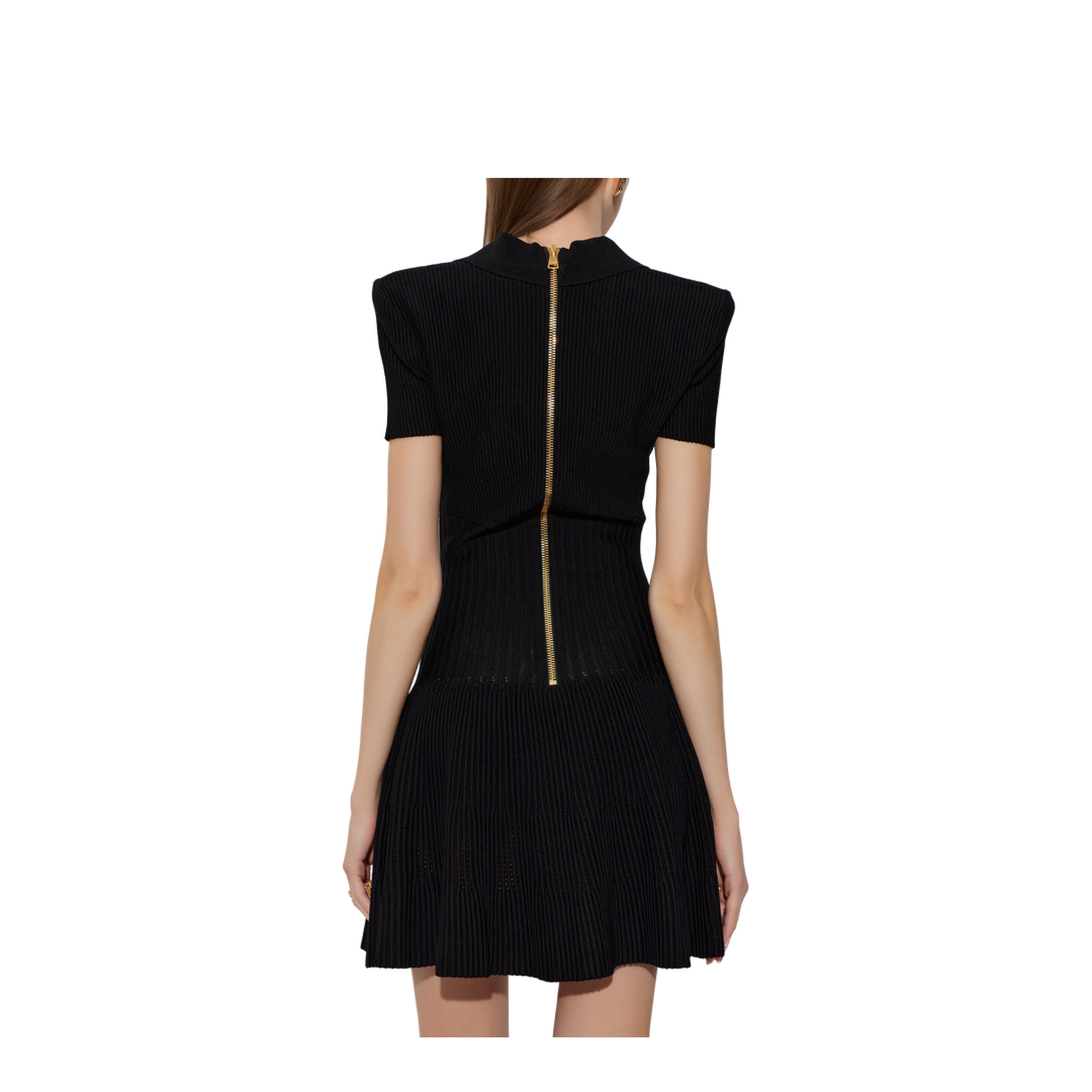 Short Flared Knit Dress Black