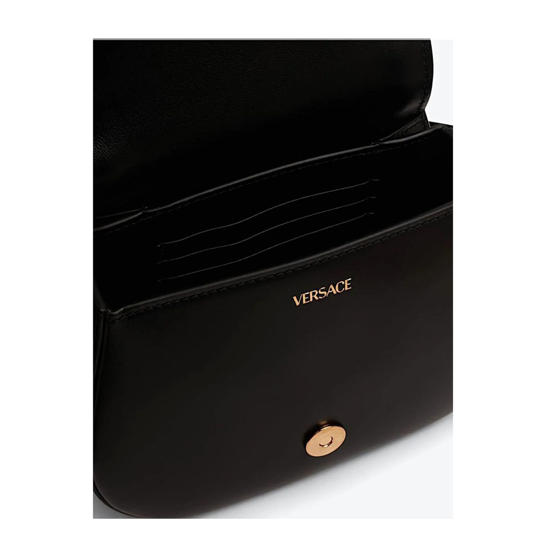 Versace La Greca Saddle Bag Leather Black