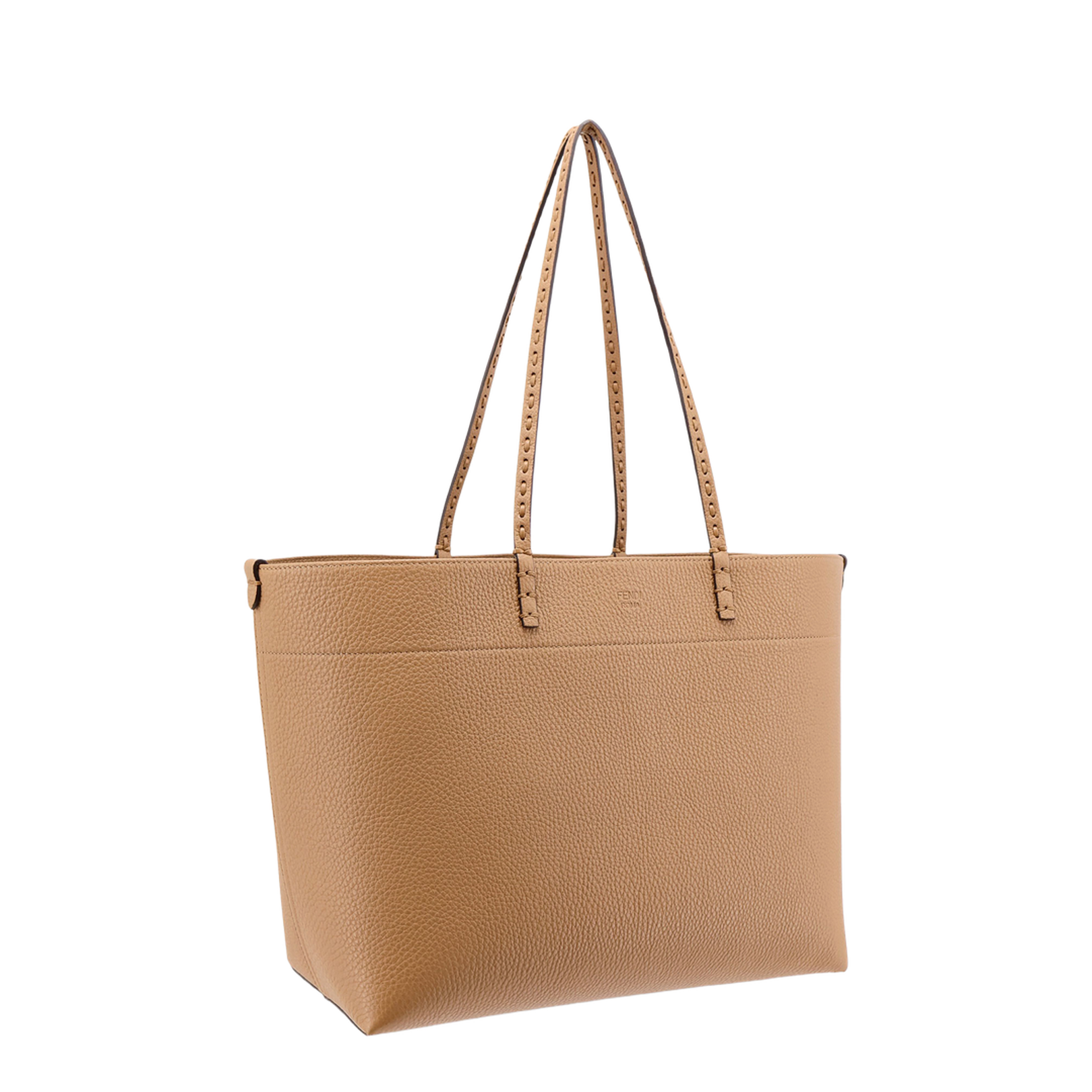 Roll Medium Leather Structured Tote - Tan