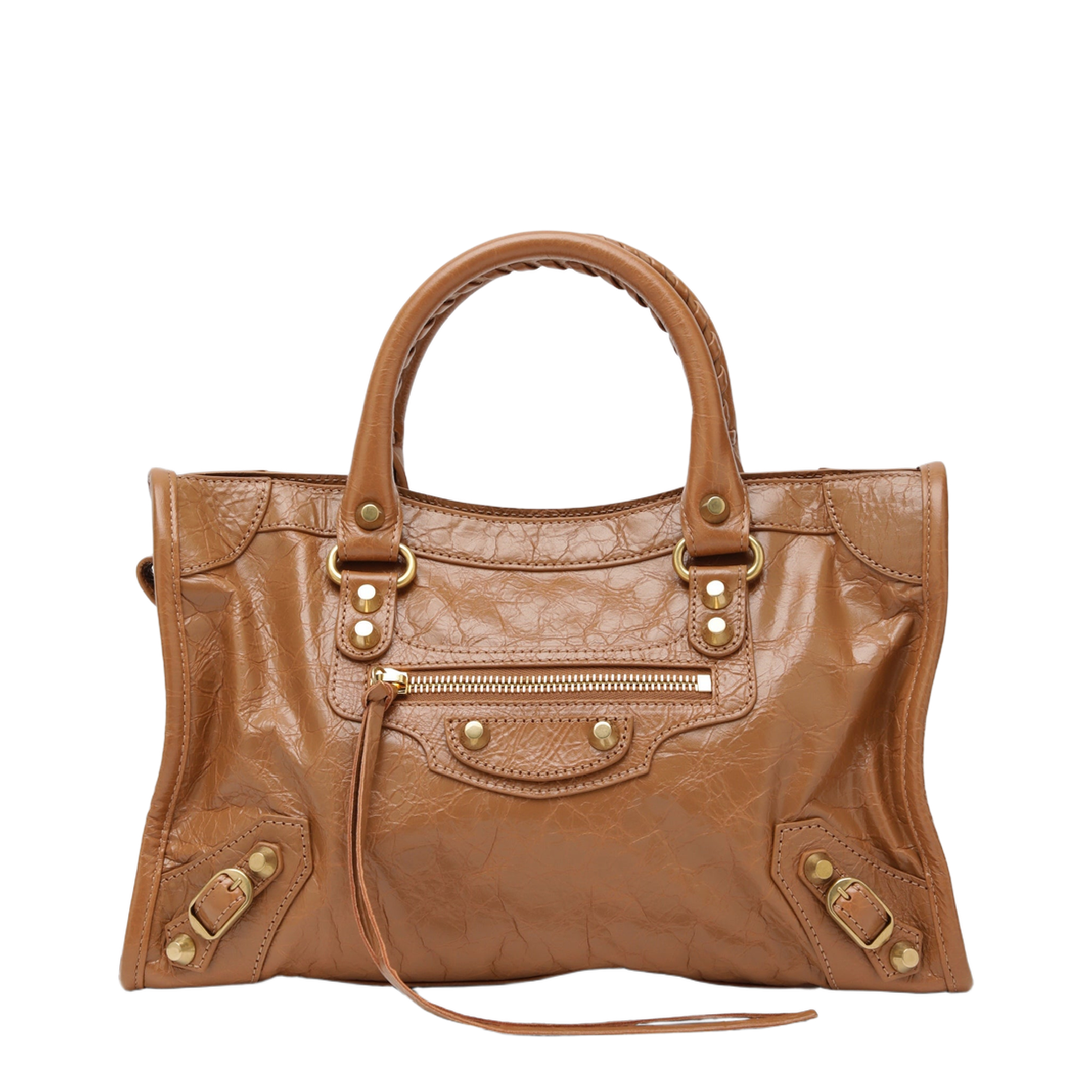 Small Beige Antique Gold City Bag