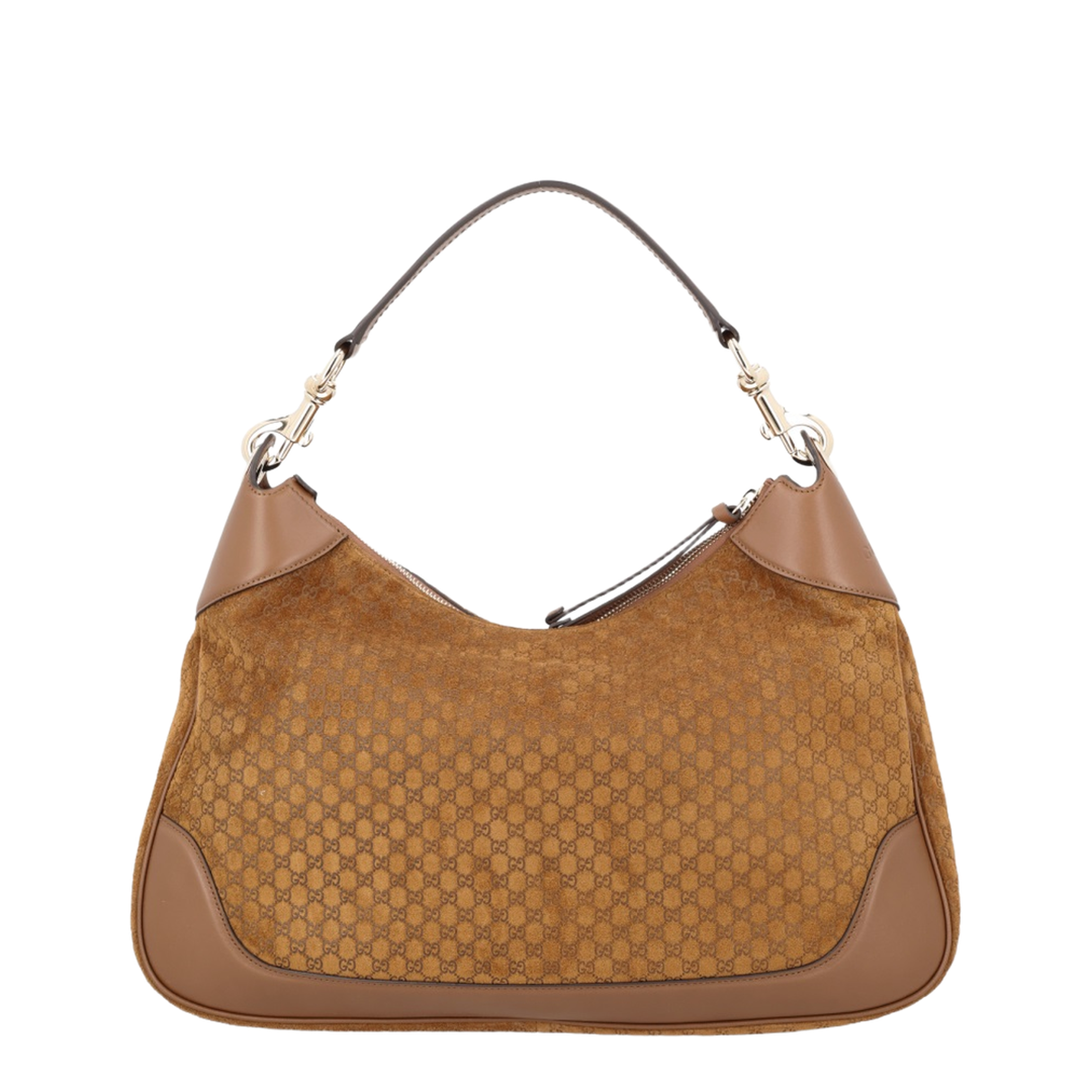 B Medium Suede Shoulder Bag - Pepper Brown