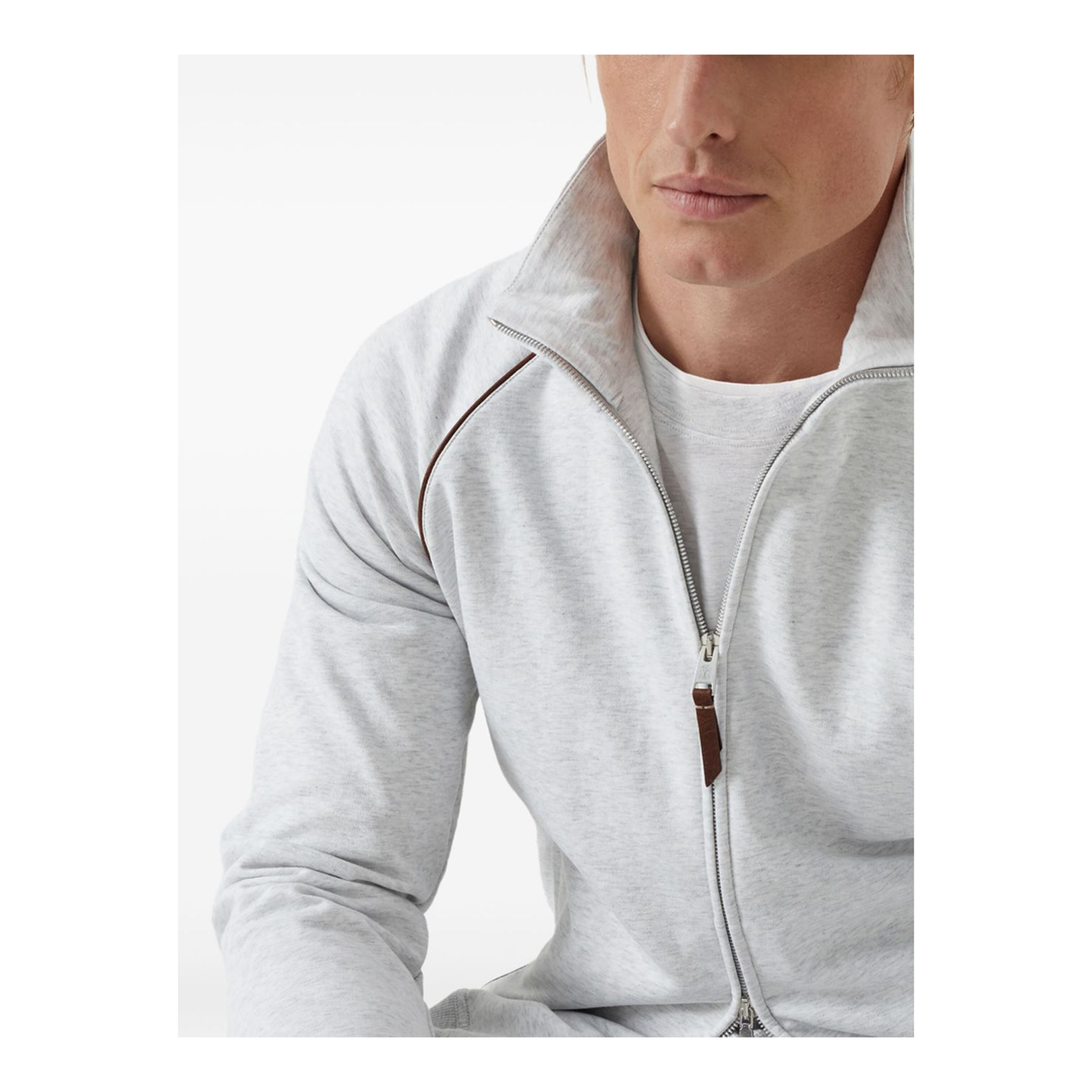 Zipped Cotton Sweatshirt - Grey