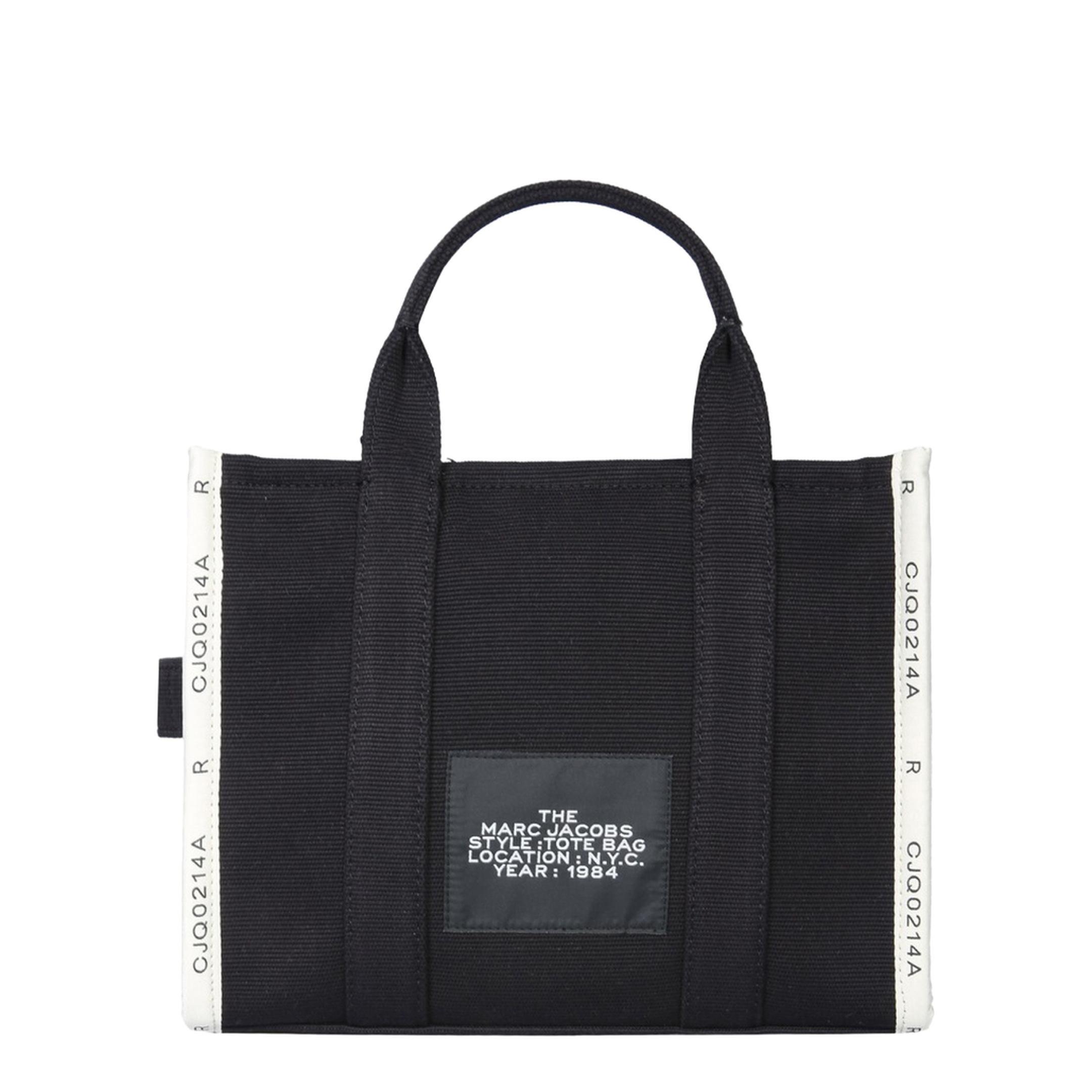 Jacquard Medium Woven Tote Bag - Black