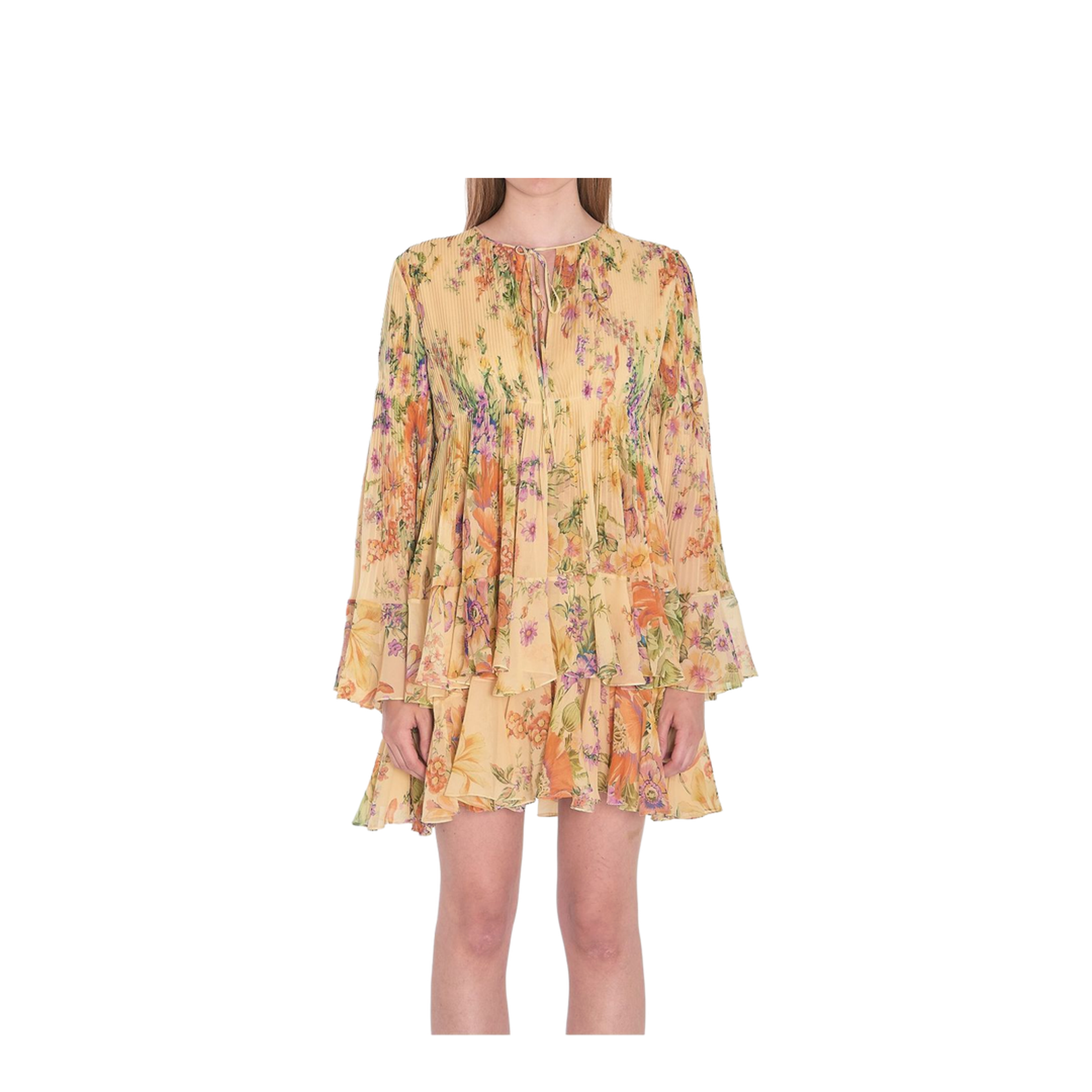 Mini Pleated Dress in Silk Georgette