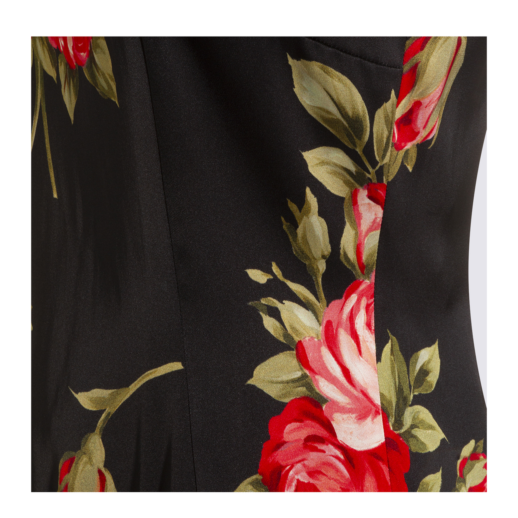 Bouquet Rose Print Satin Midi Dress