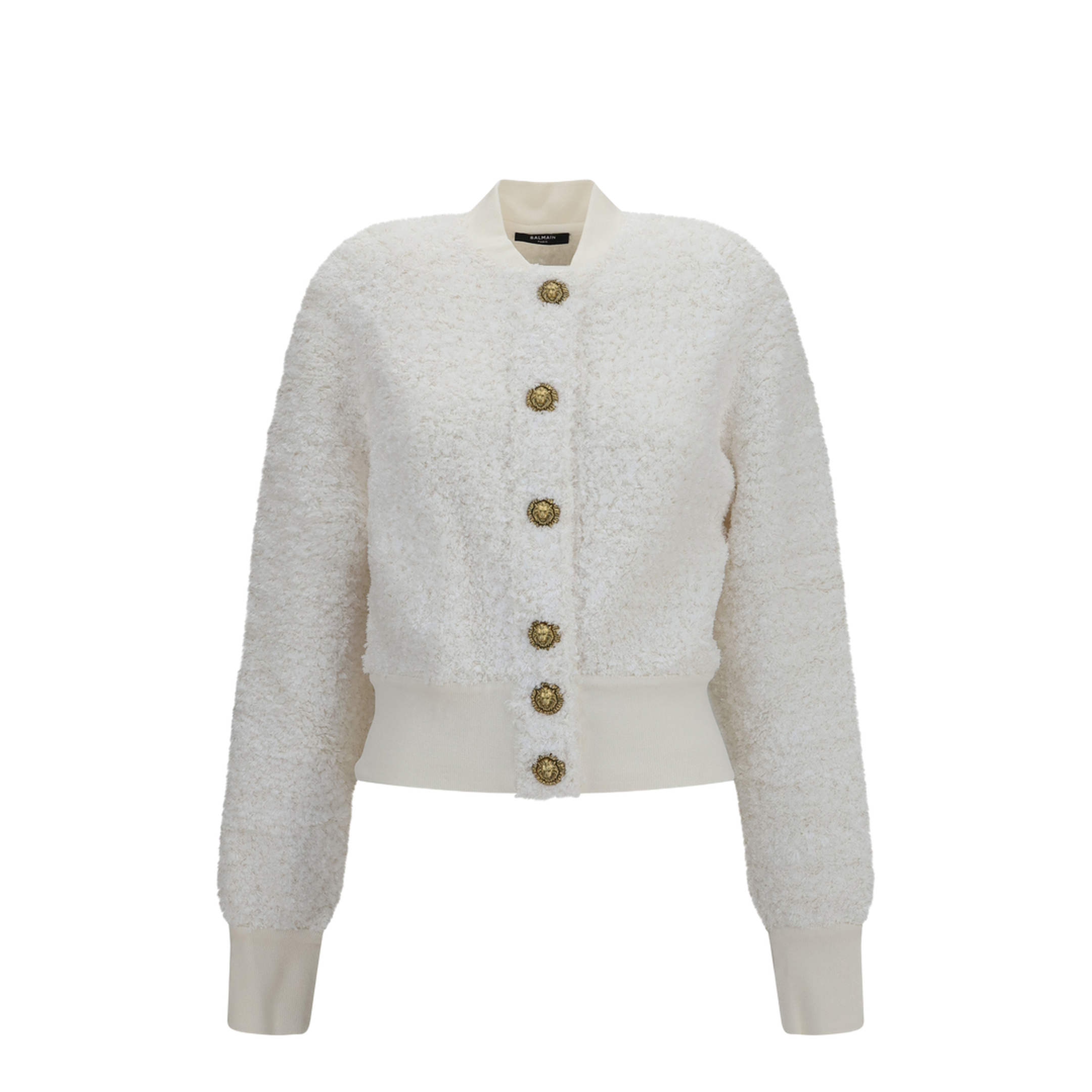 MAYFEYR - Balmain - Tweed Bomber Jacket With Lion-Head Buttons - GF0TE203KJ89