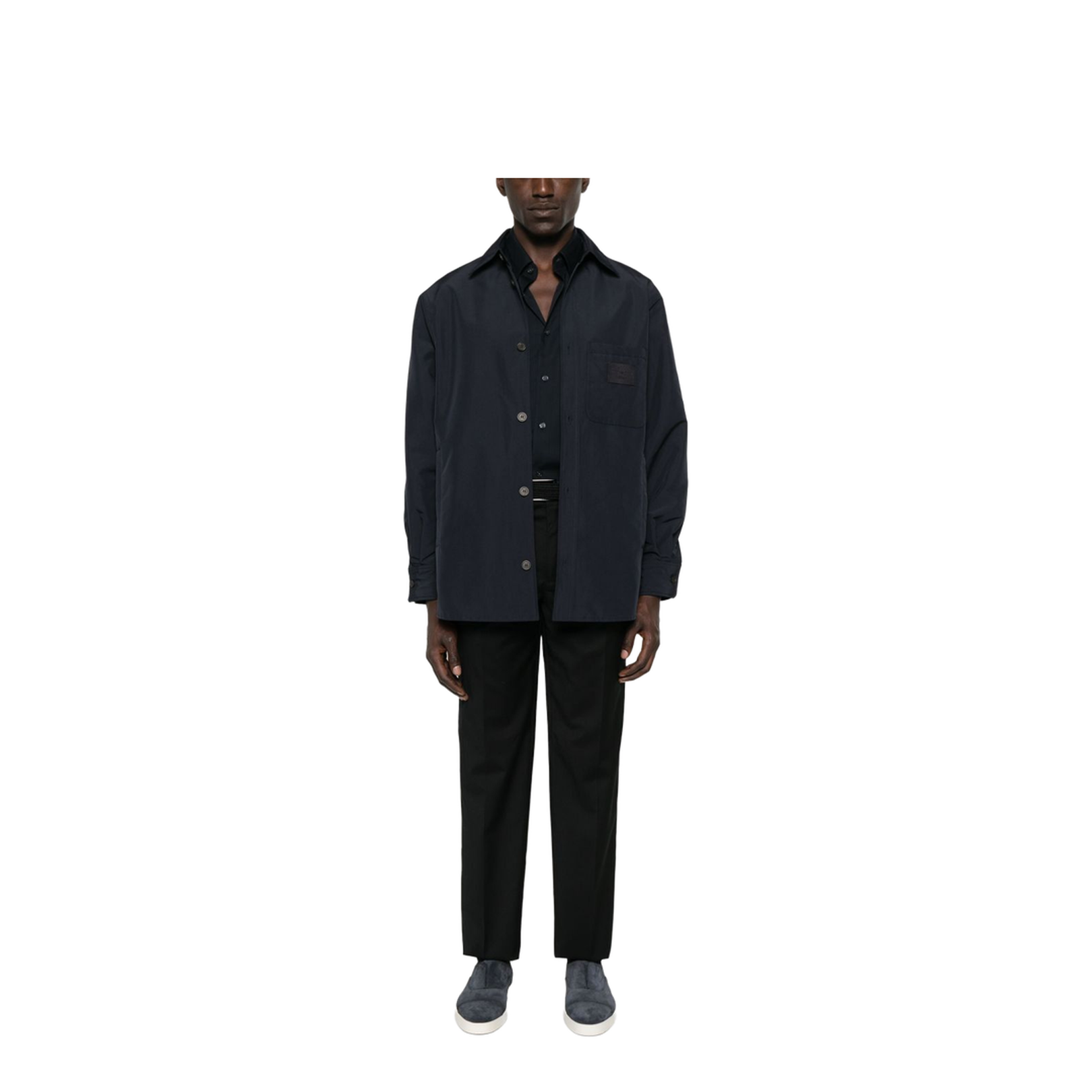 Nylon Shirt Jacket with Patch Pocket