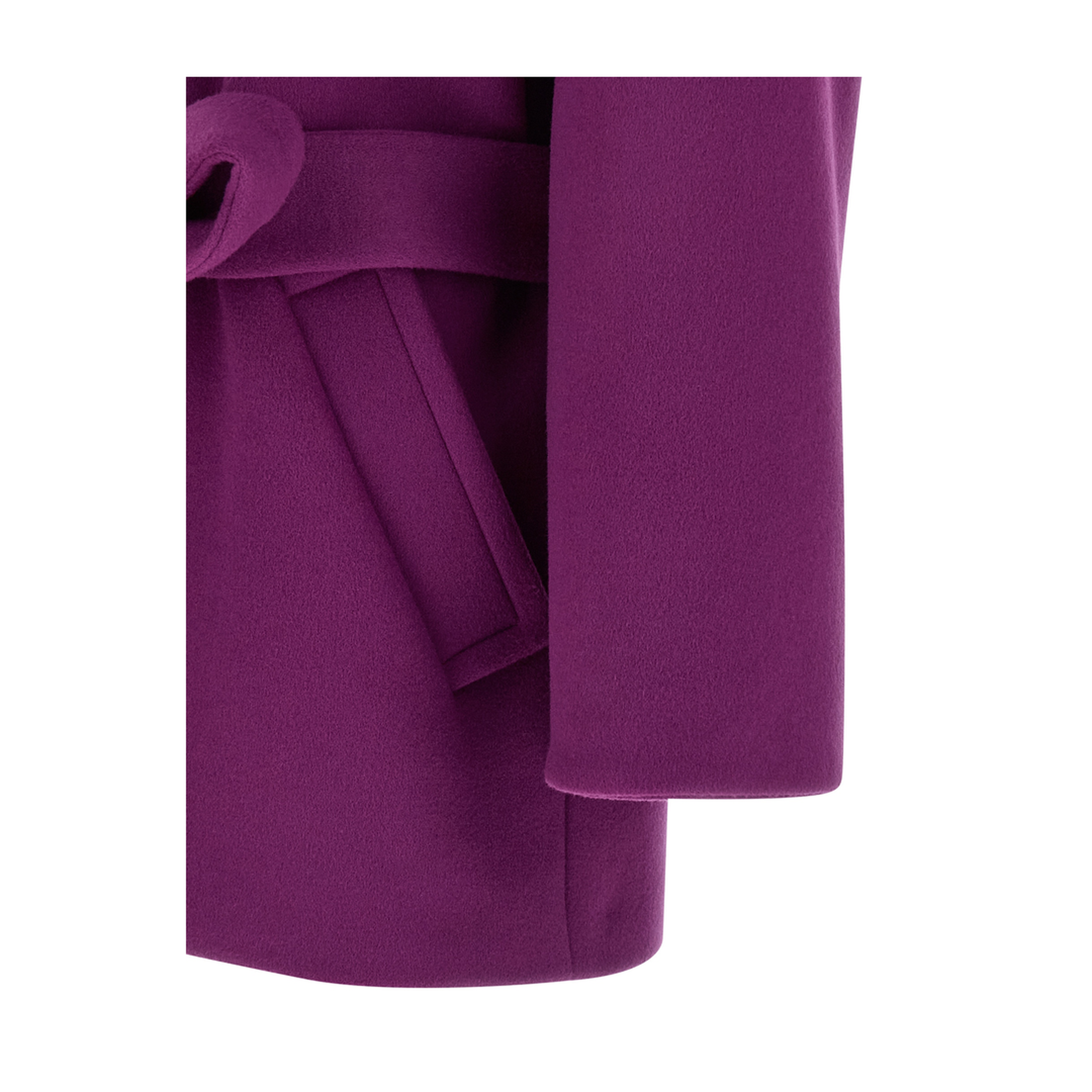 Boxy Belted Coat in Wool in Purple