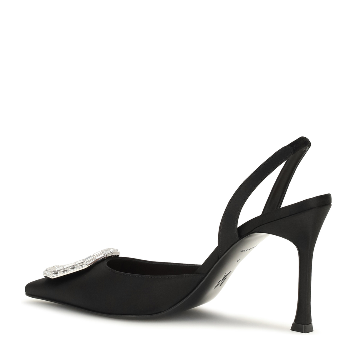 MAYFEYR - Amina Muaddi - Camelia Satin Slingback Pumps - C9S343954CAMBLACKSATIN