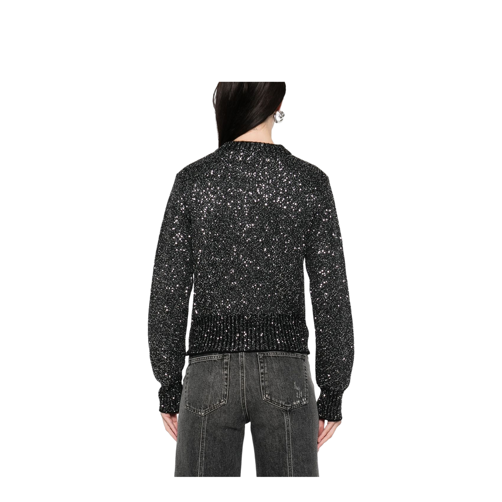 Black Wool Blend Cropped Sweater