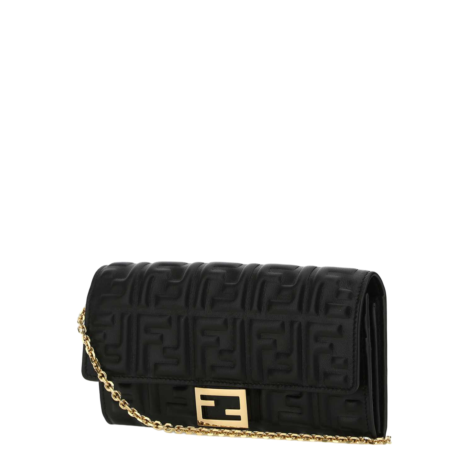 Fendi Baguette Wallet With Thin Chain Crossbody Strap