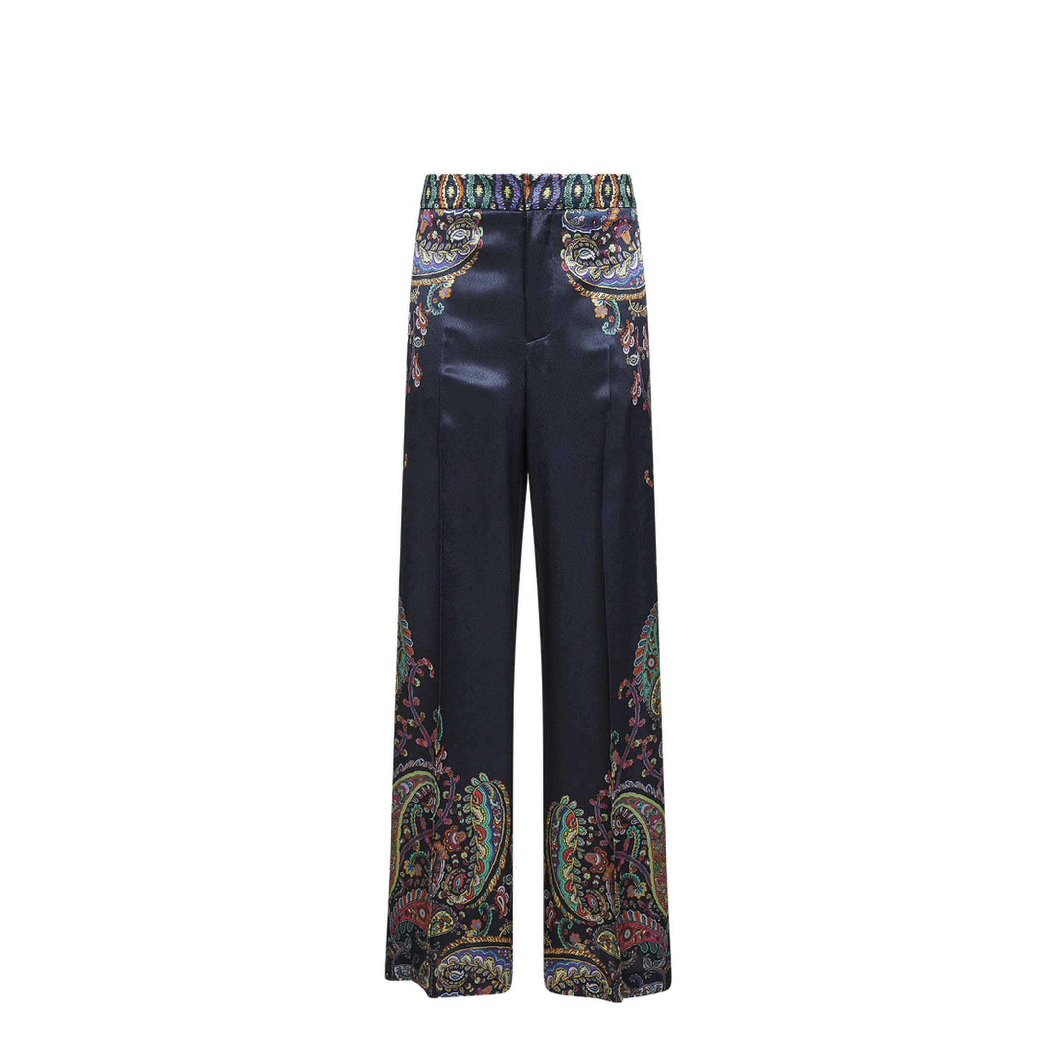 Envers Satin Fabric Wide-Leg Trousers - Multicolor