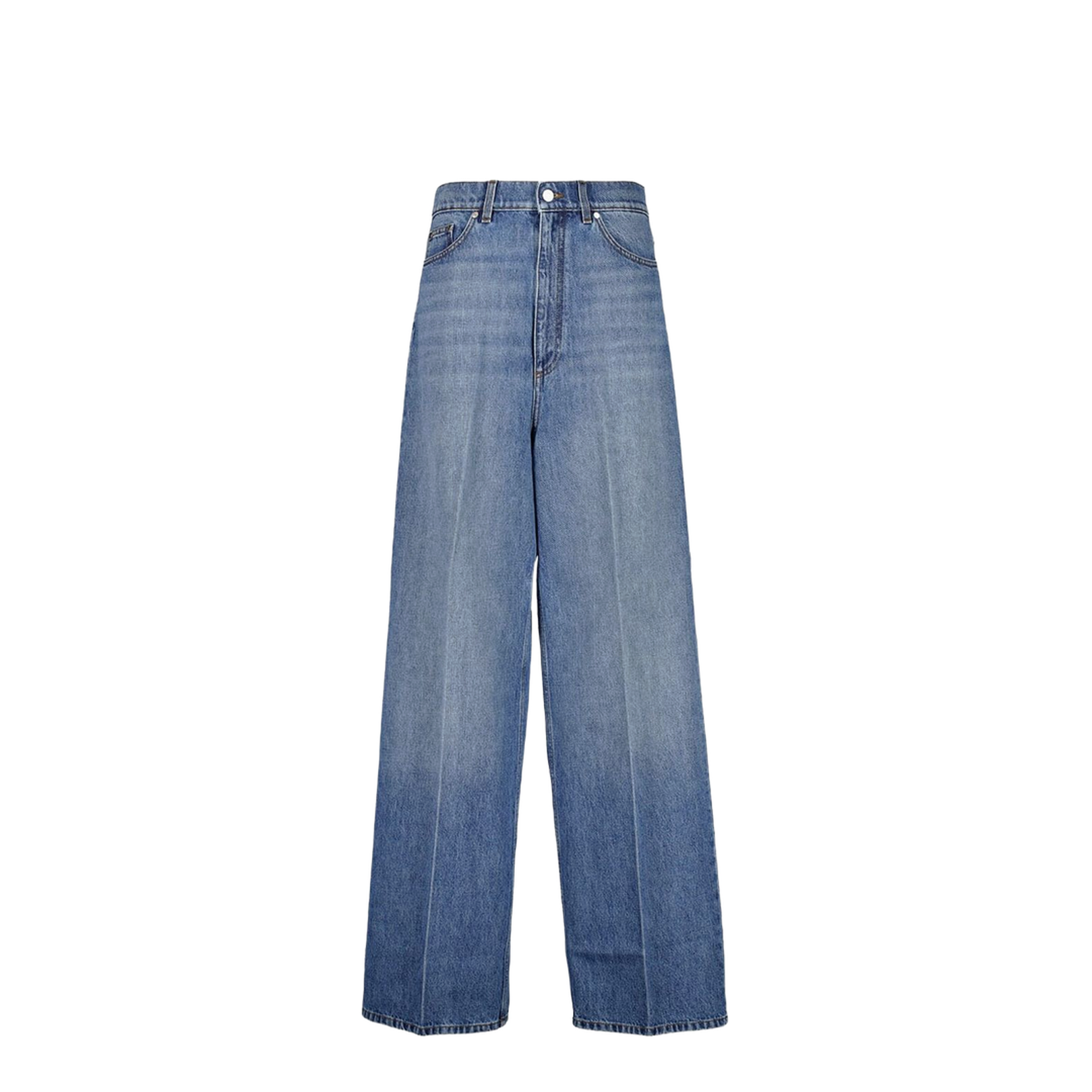 Faded Wide-Leg High-Rise Denim Jeans