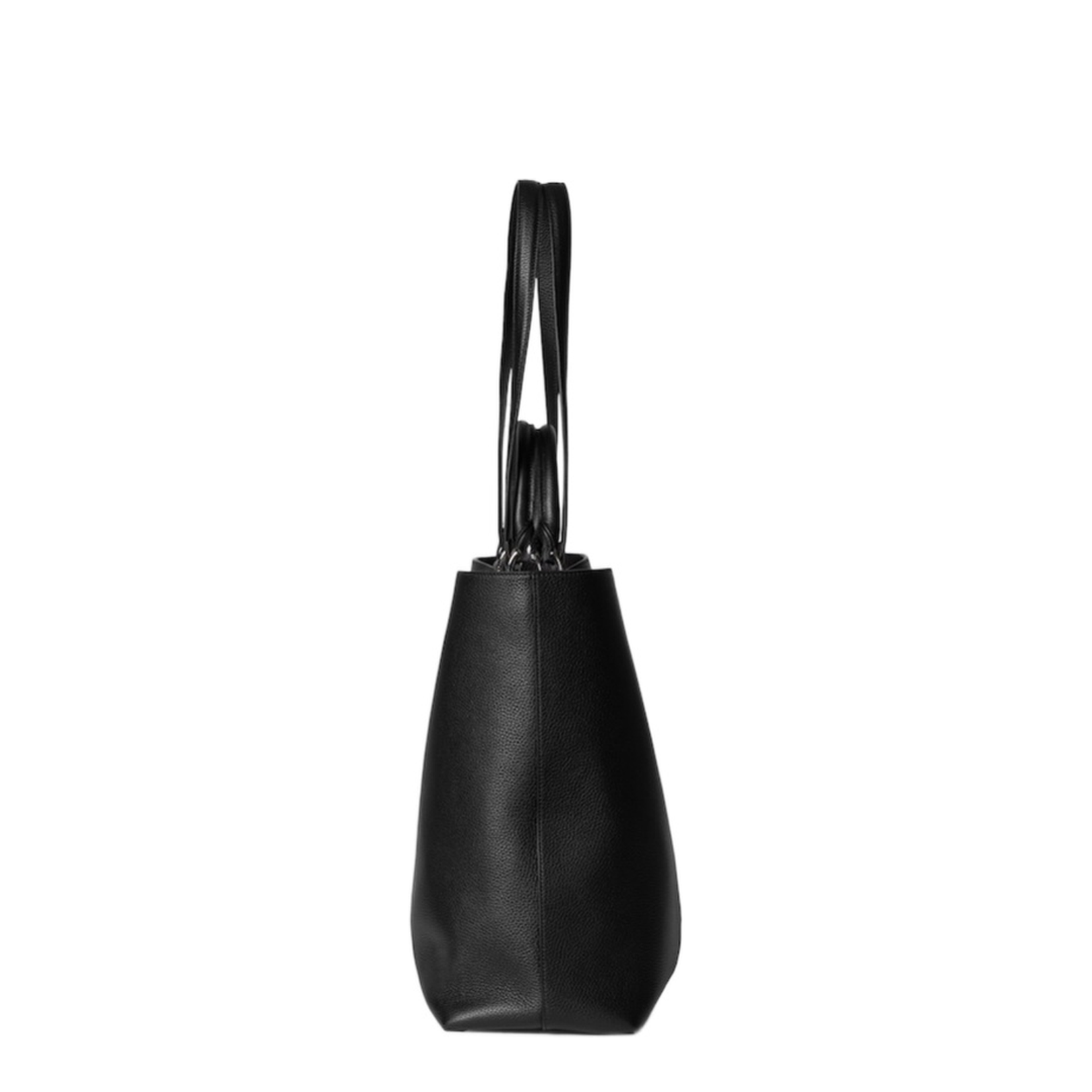 Maxi Leather Tote Bag With Web - Black