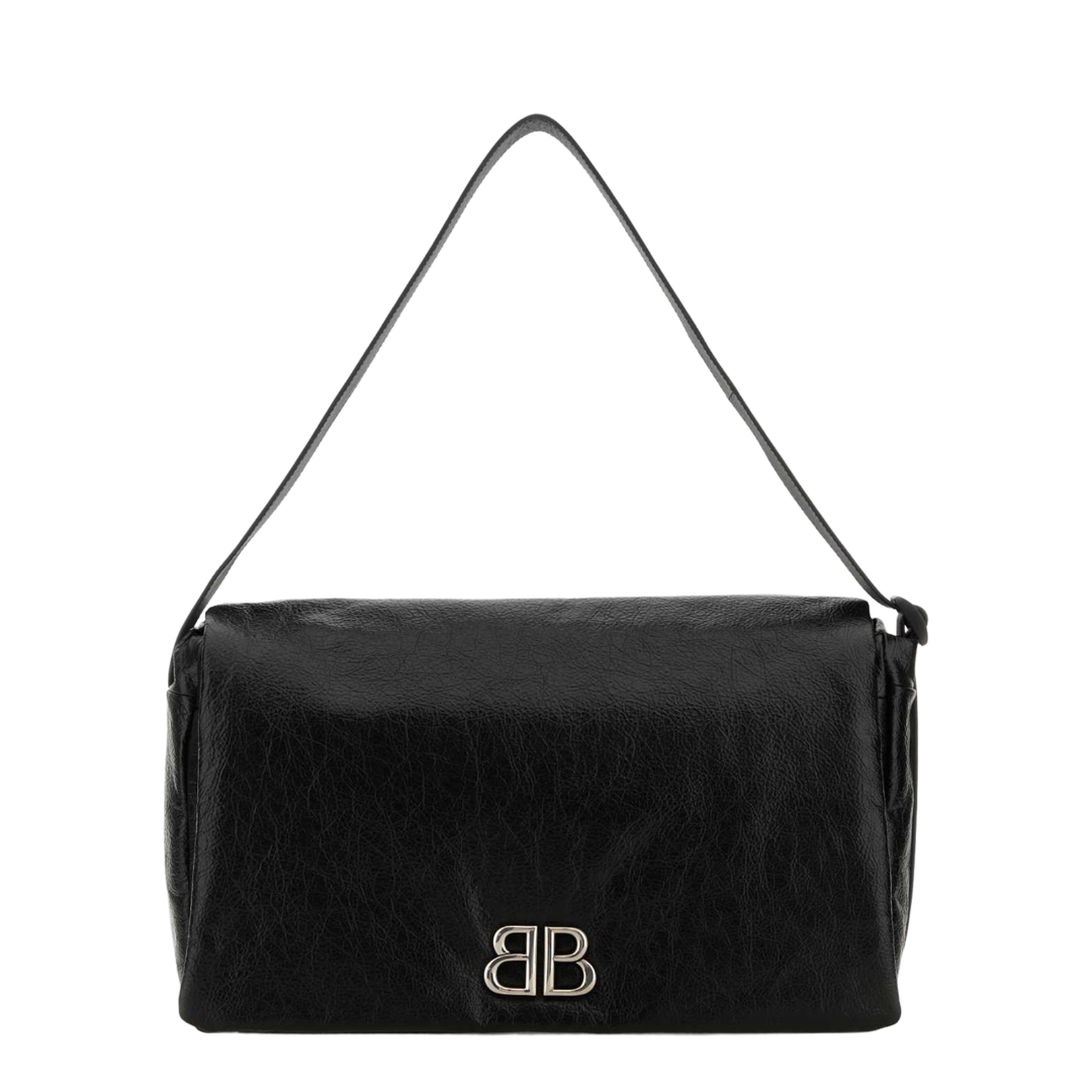 Black Leather Medium Monaco Crossbody Bag
