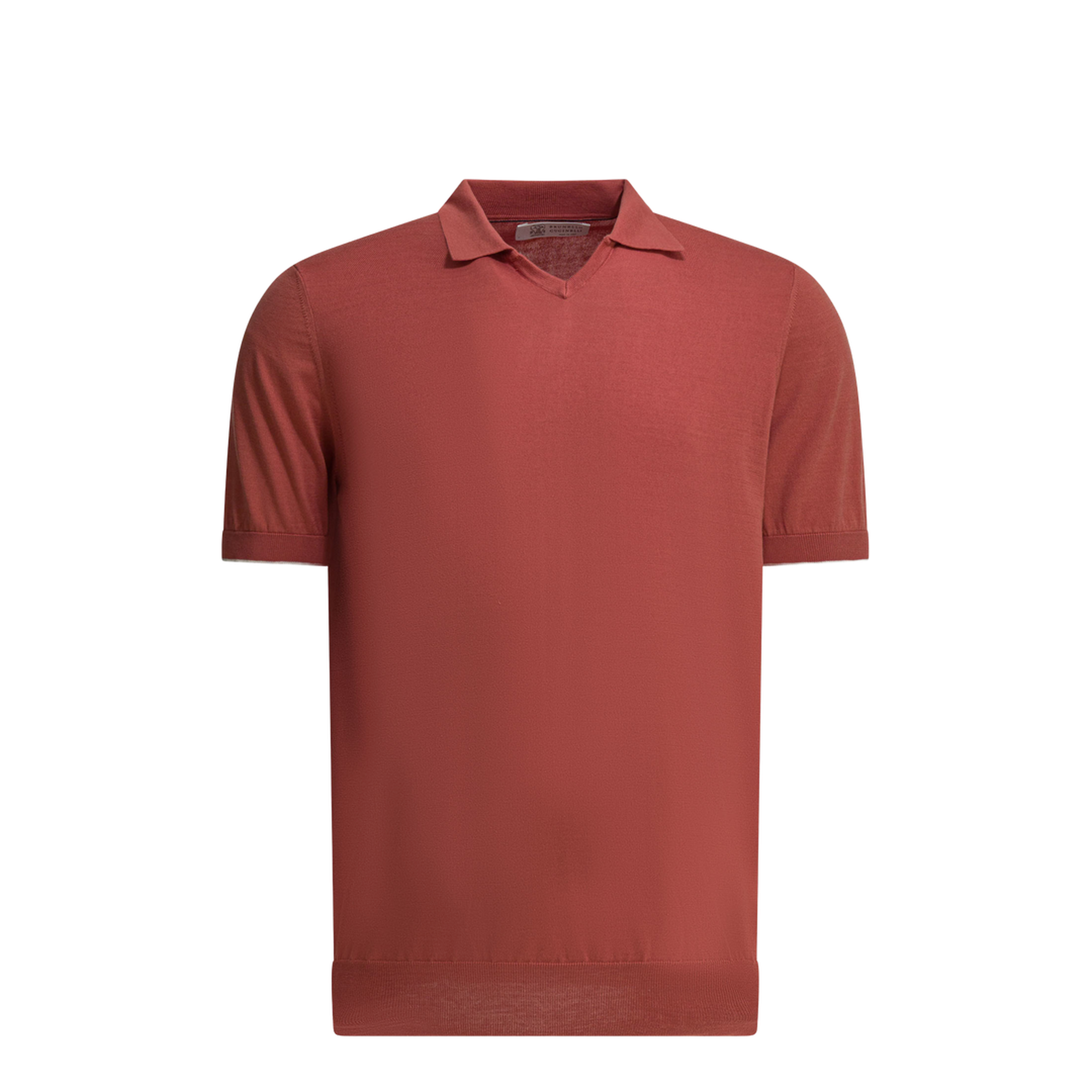 Cotton Buttonless Polo Shirt In Red