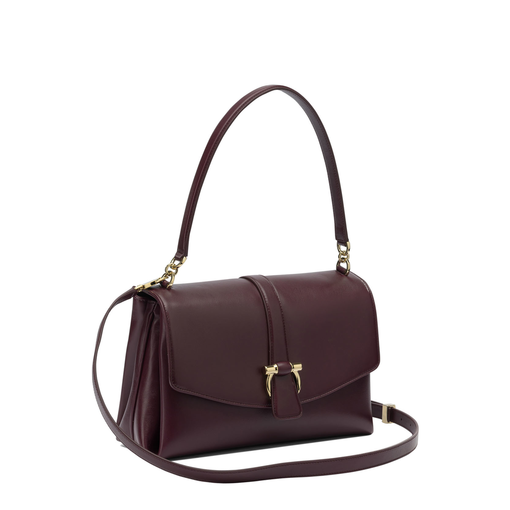 Gancini Soft Medium Calfskin Handbag - Claret