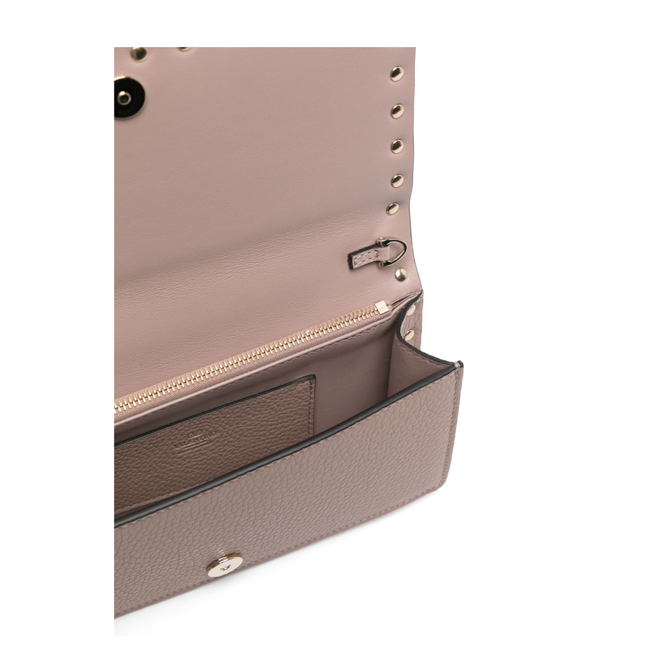 Rockstud Leather Wallet on Chain