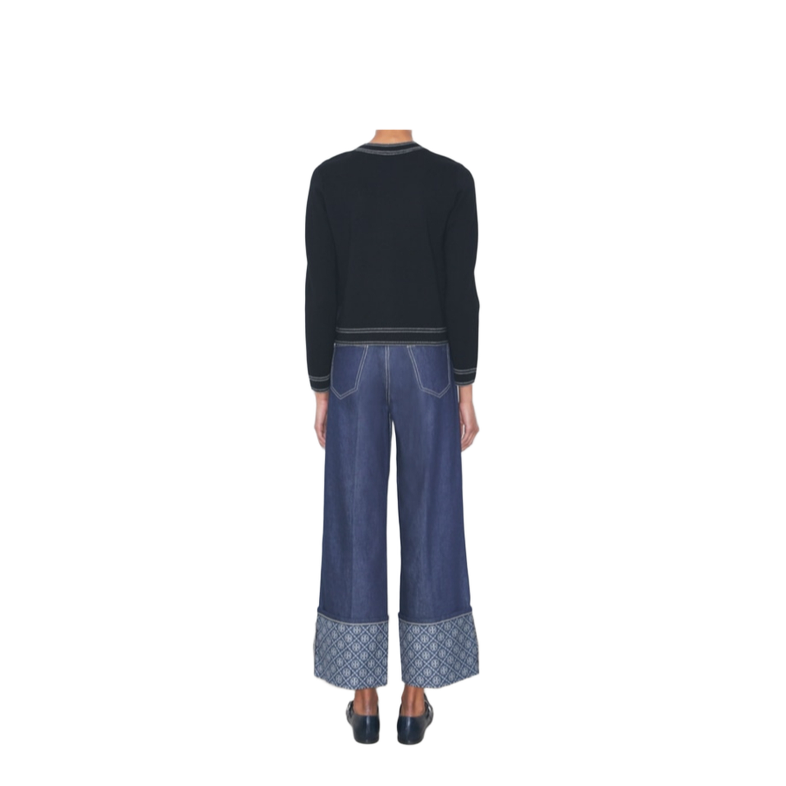 Wool Cardigan with Contrast Stitching