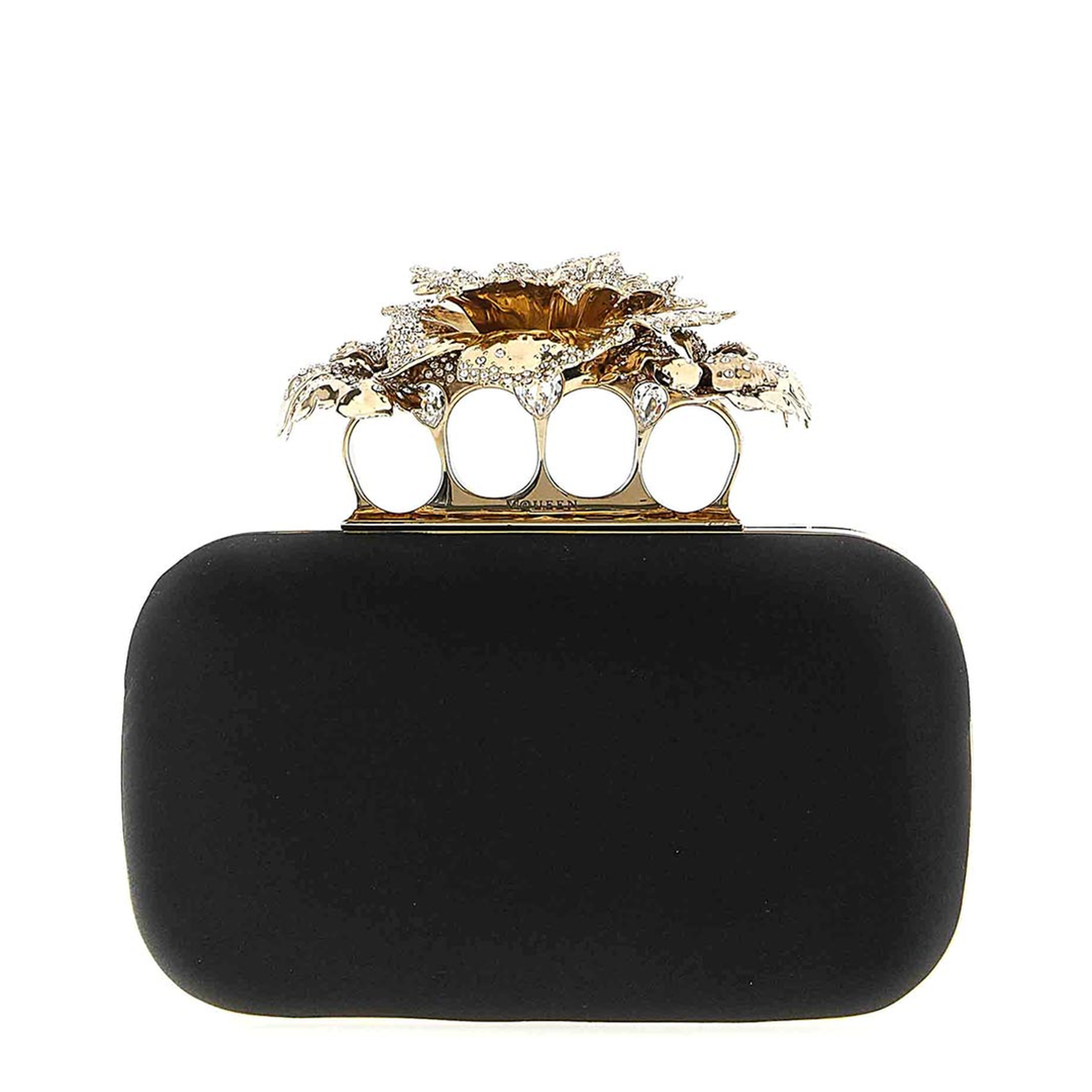 Carnation Knuckle Clutch in Black