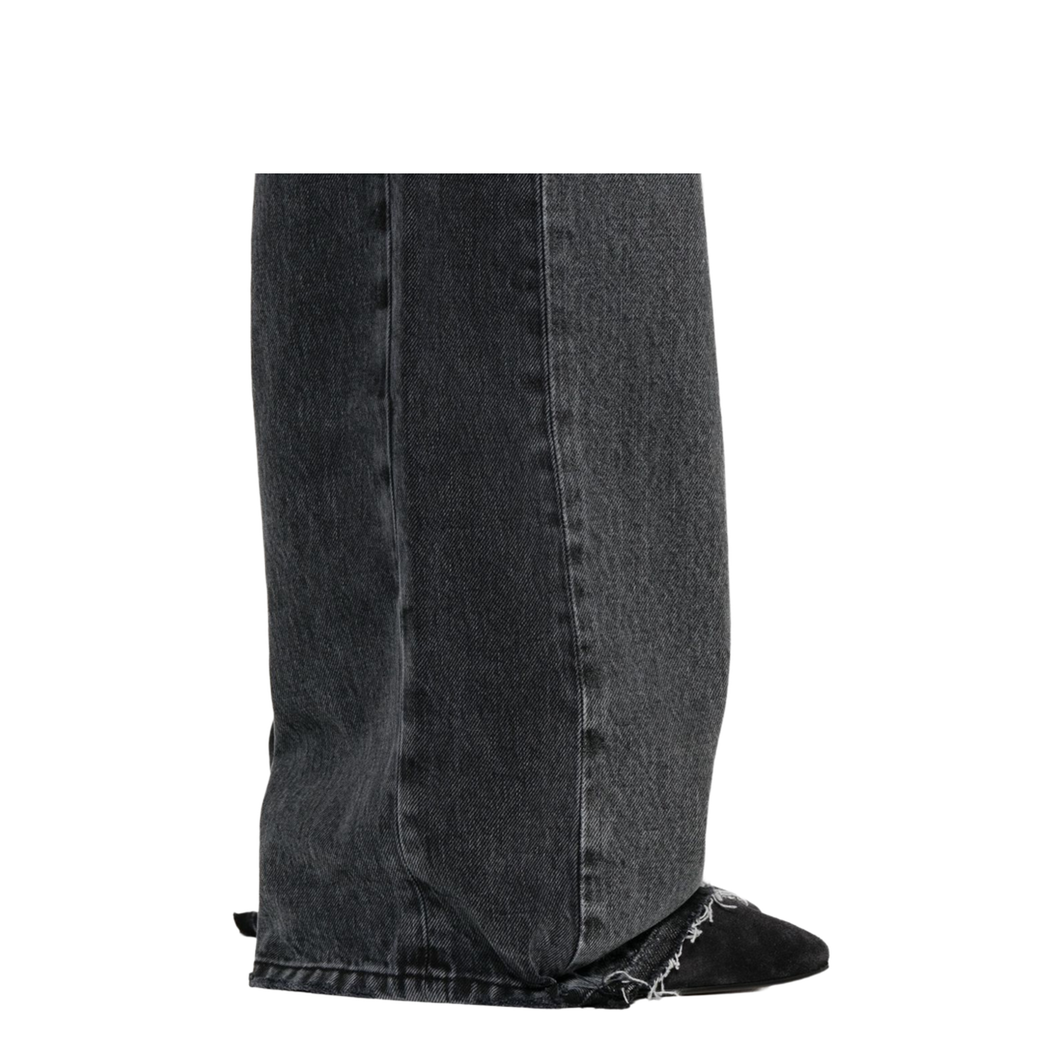 Two-Tone Black Wide-Leg Denim Jeans