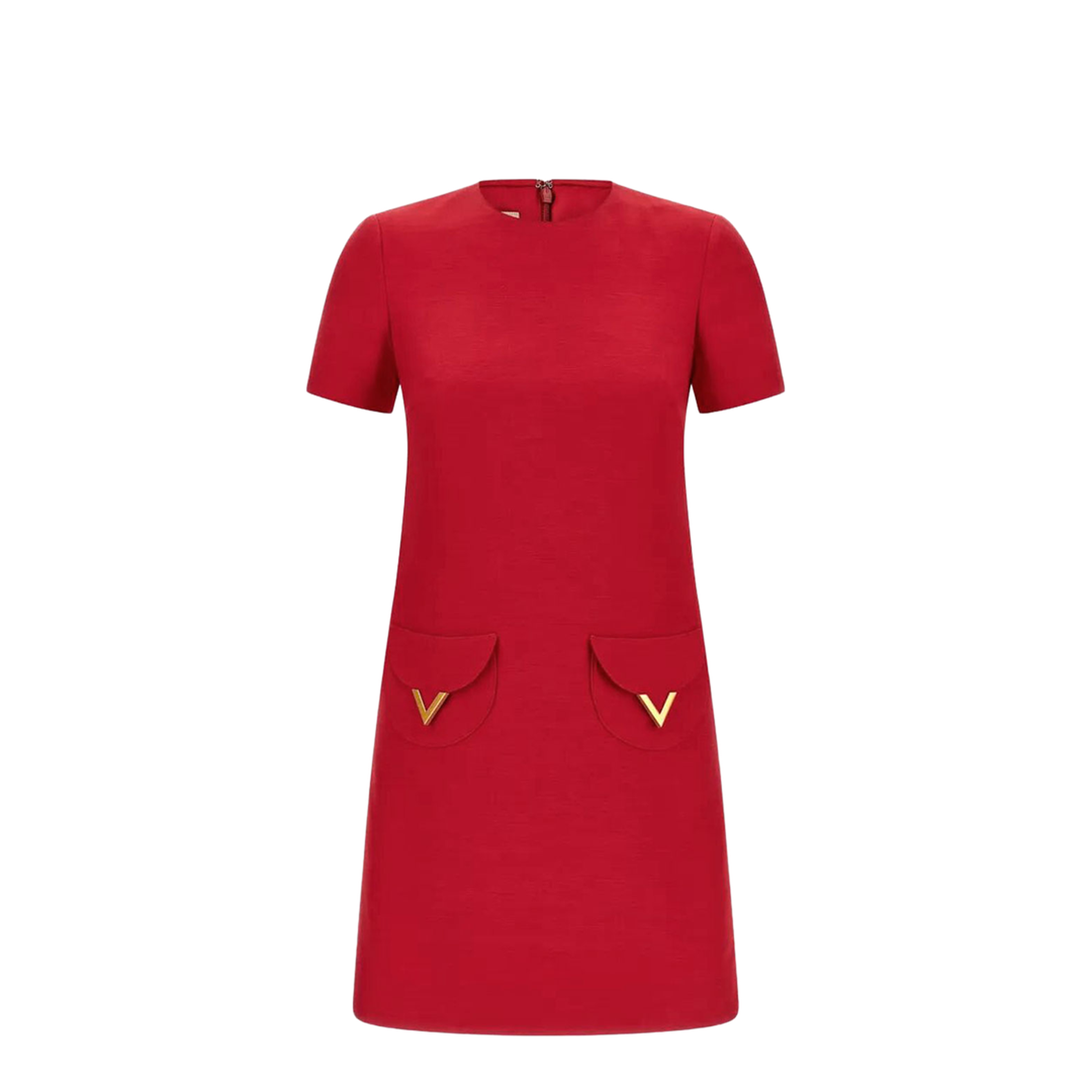 Pocket-Detail and V Logo Mini Dress