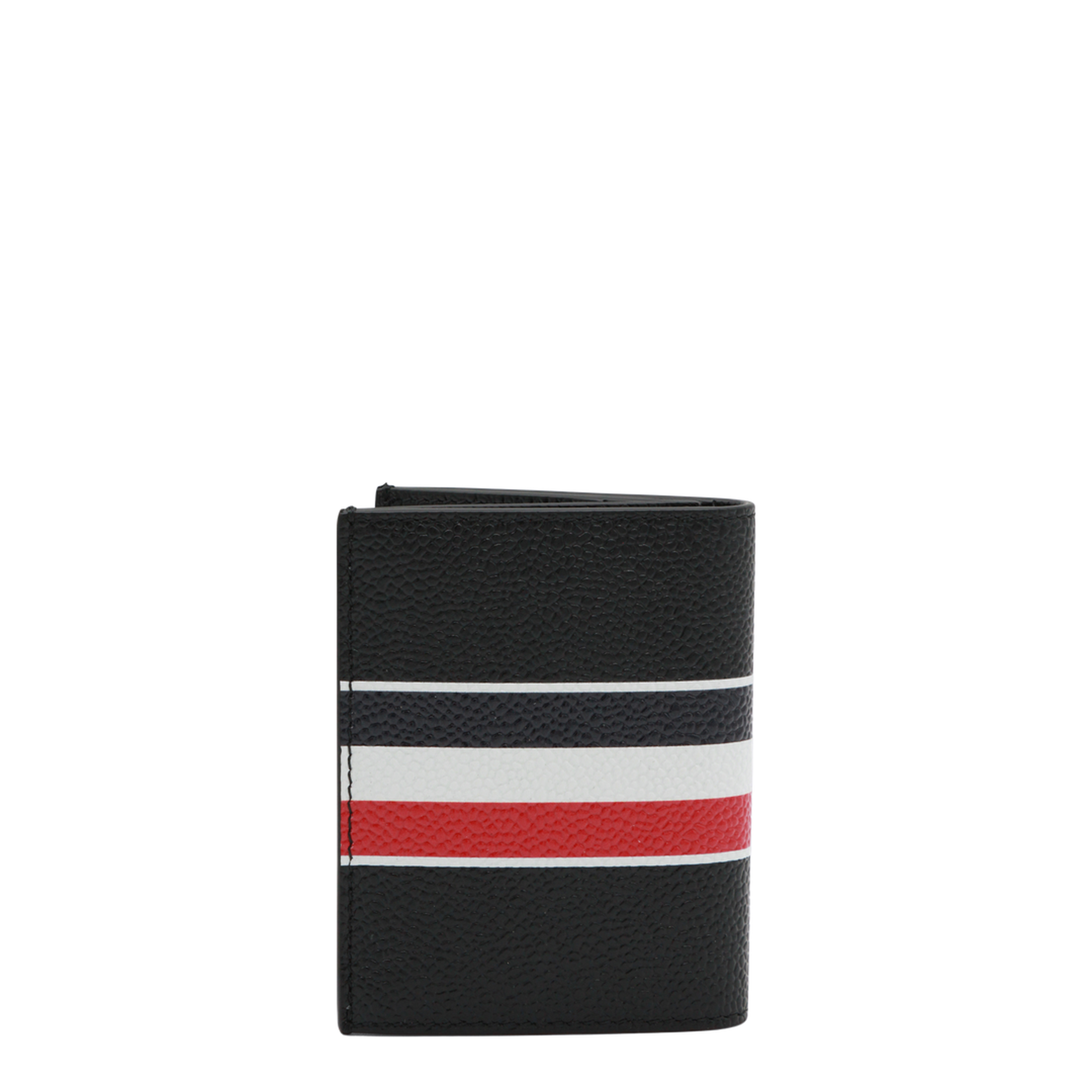Pebble Grain RWB Stripe Double Card Holder in Black