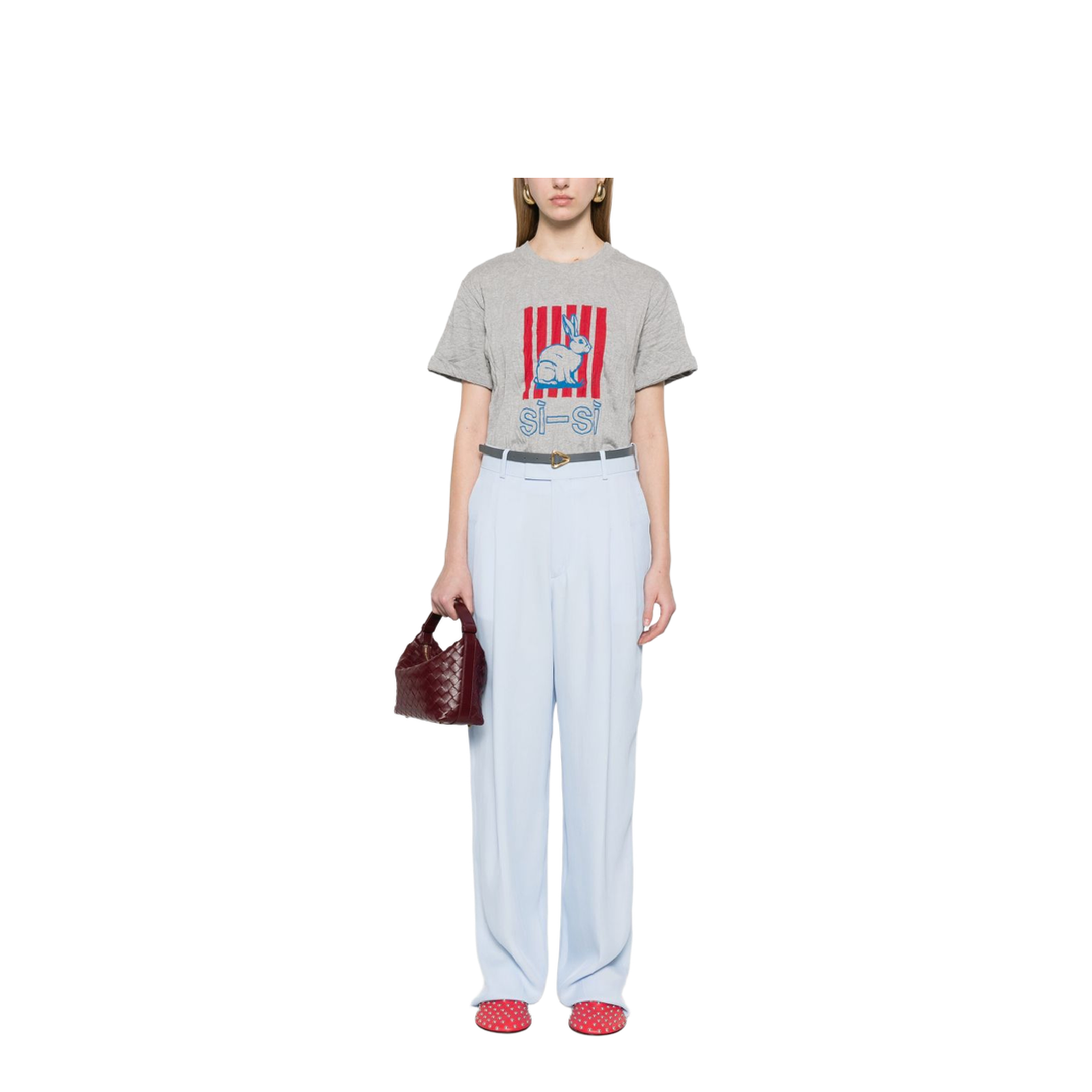 Viscose And Silk Twill Straight Trousers