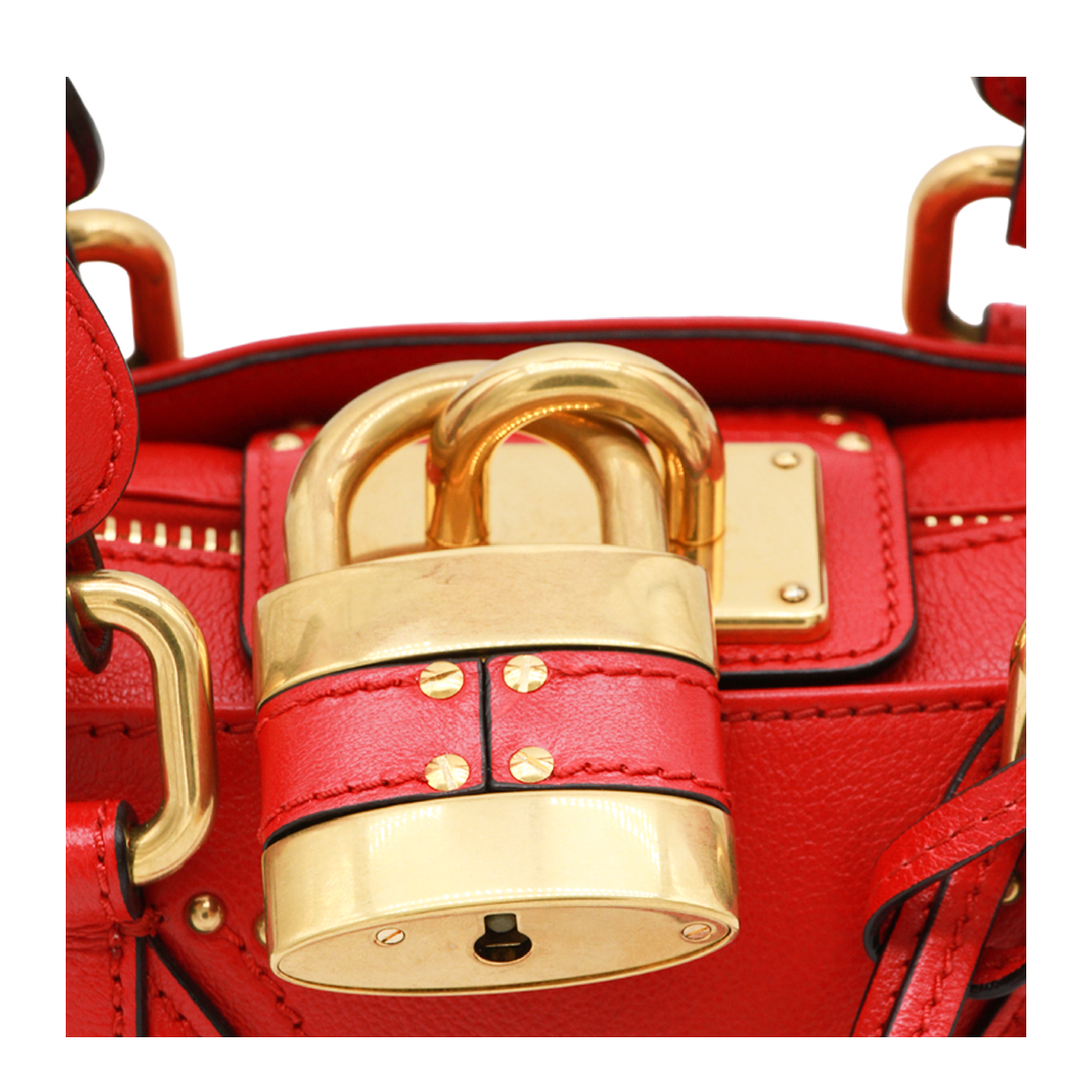 Paddington Small Grained Buffalo Leather Shoulder Bag - Tulip Red