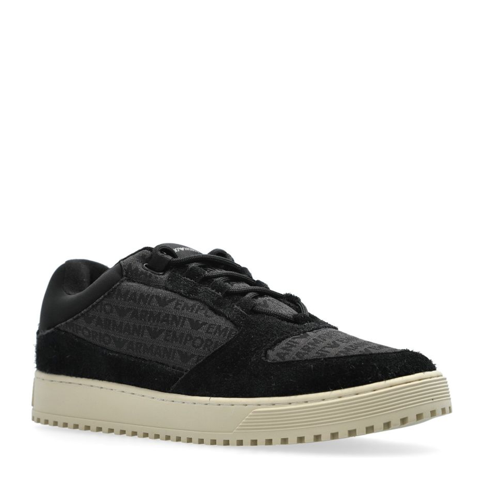 Sneakers in Suede and Jacquard with Logo Lettering