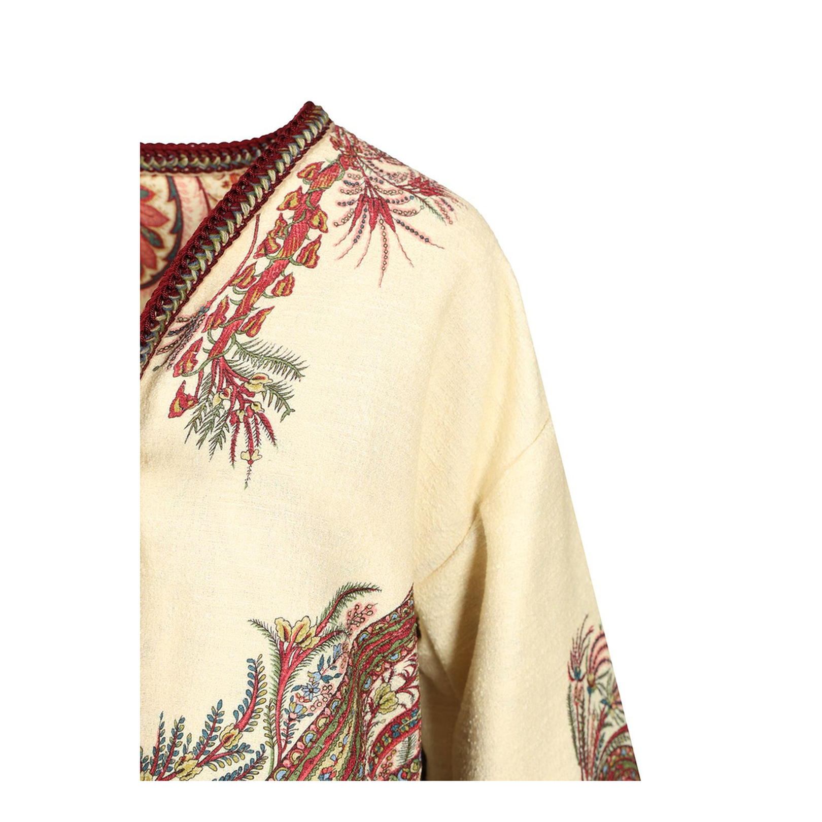 Cream Multicolor Paisley Print Short Sleeve Shirt