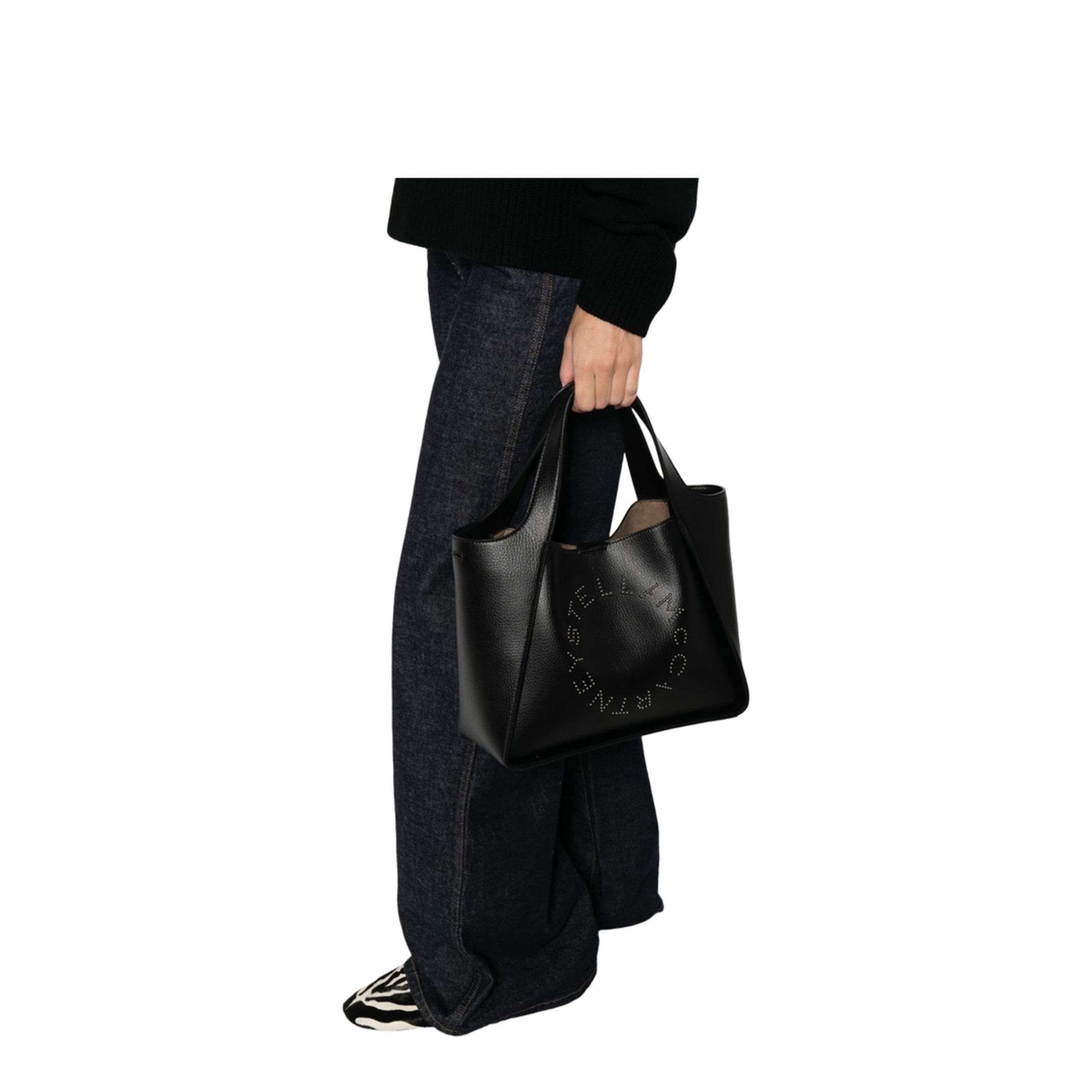 Logo Large Studded Tote Bag - Black