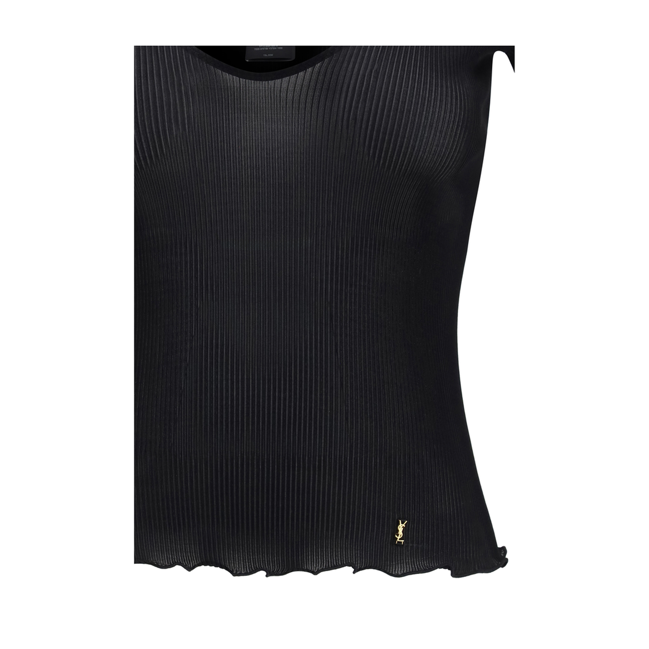 MAYFEYR - Saint Laurent - Cassandre V Neck Ribbed Silk Top - 876789Y37SM