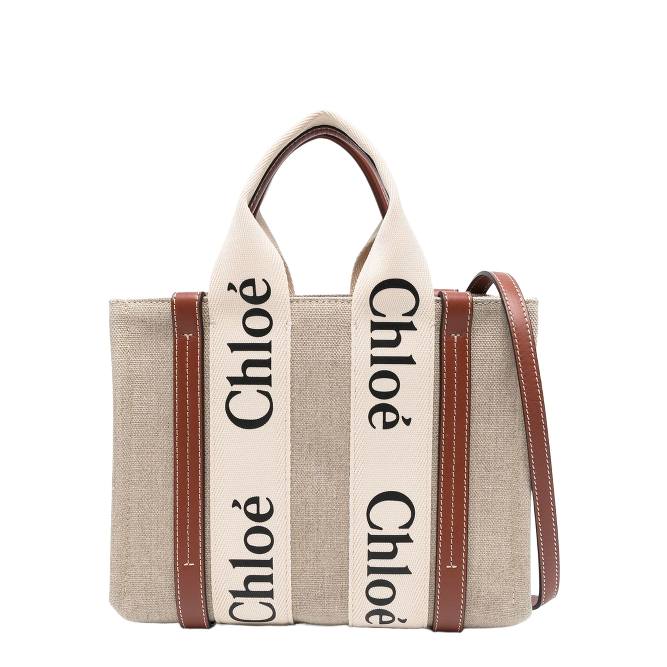 Woody Small Linen Canvas Tote - Marrón