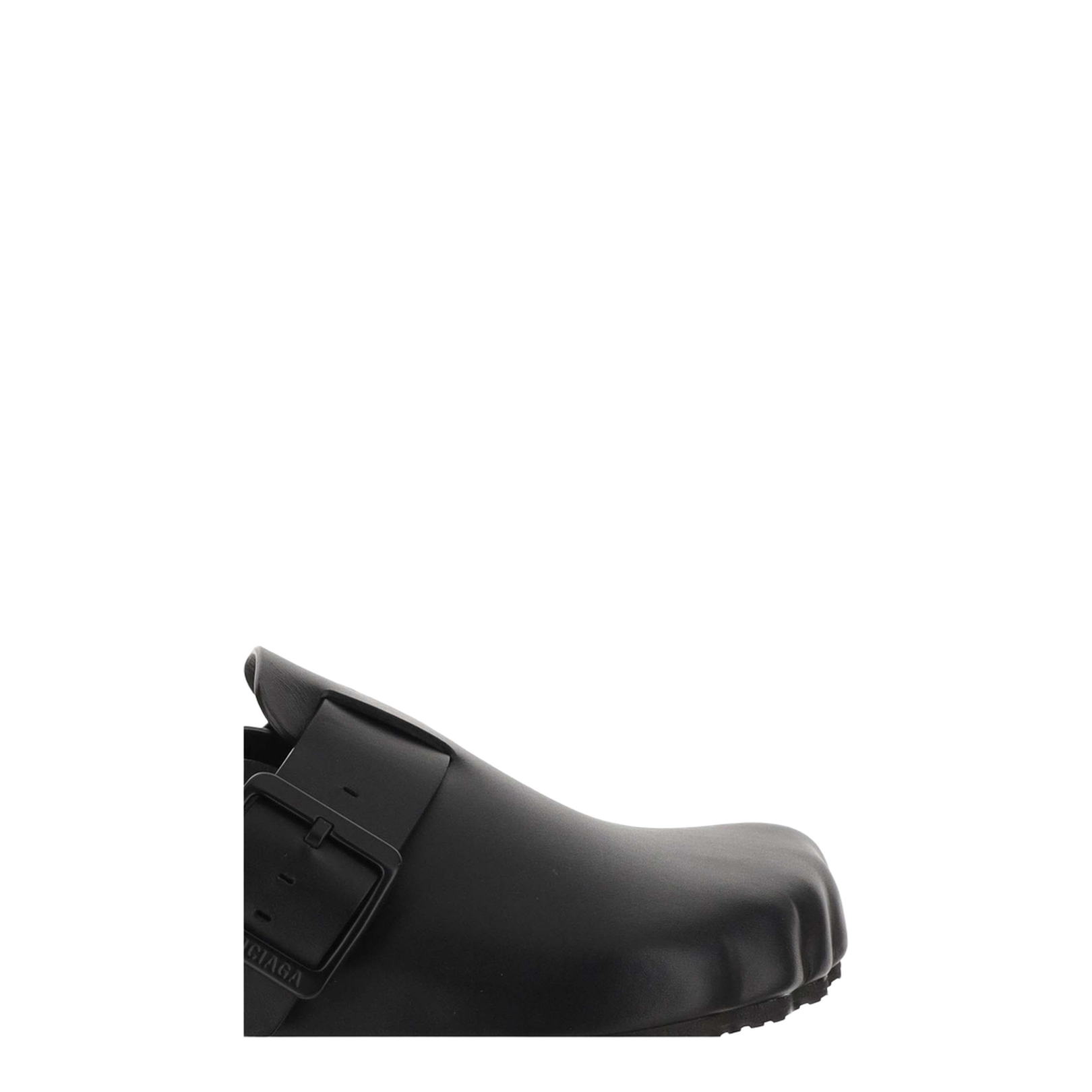 Balenciaga Black Sunday Clogs with Logo Strap