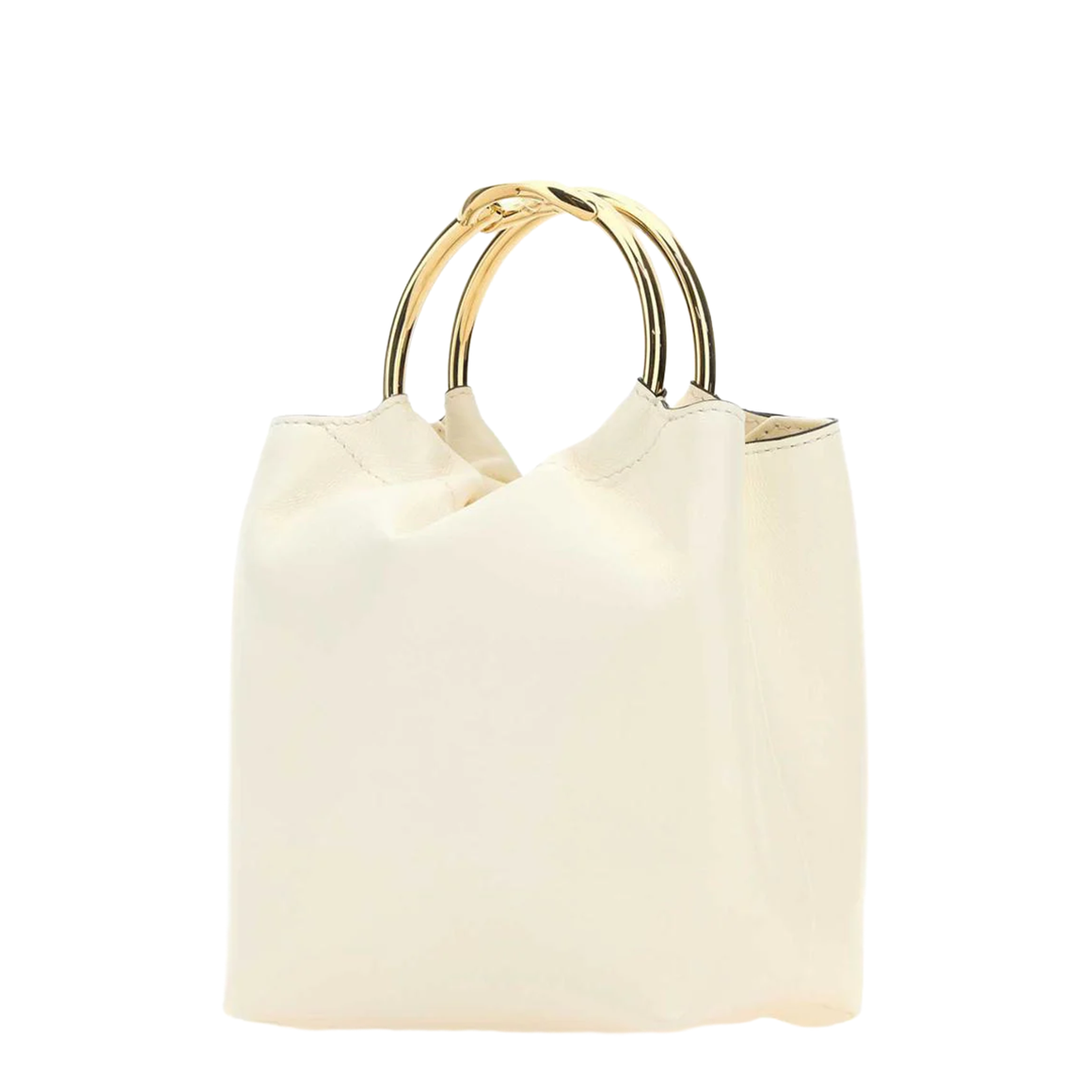 Ivory Leather Bucket Bag