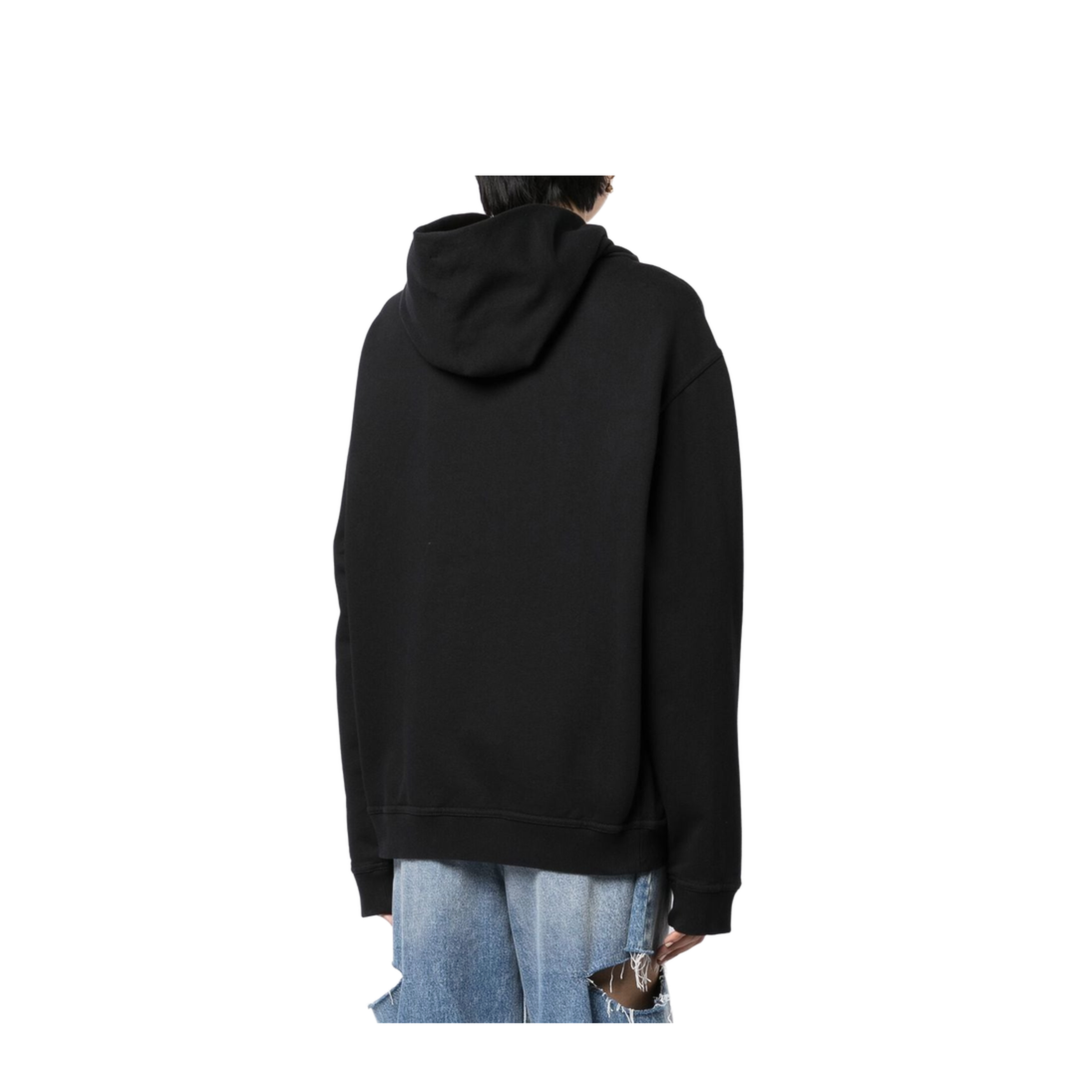 Black Cotton Hooded Sweatshirt