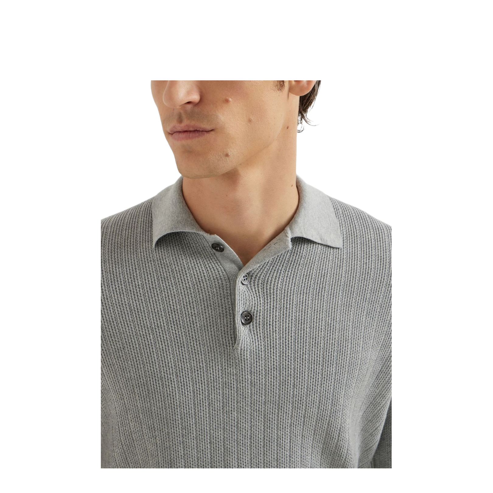 Honeycomb Stitch Rib Knit Polo Shirt