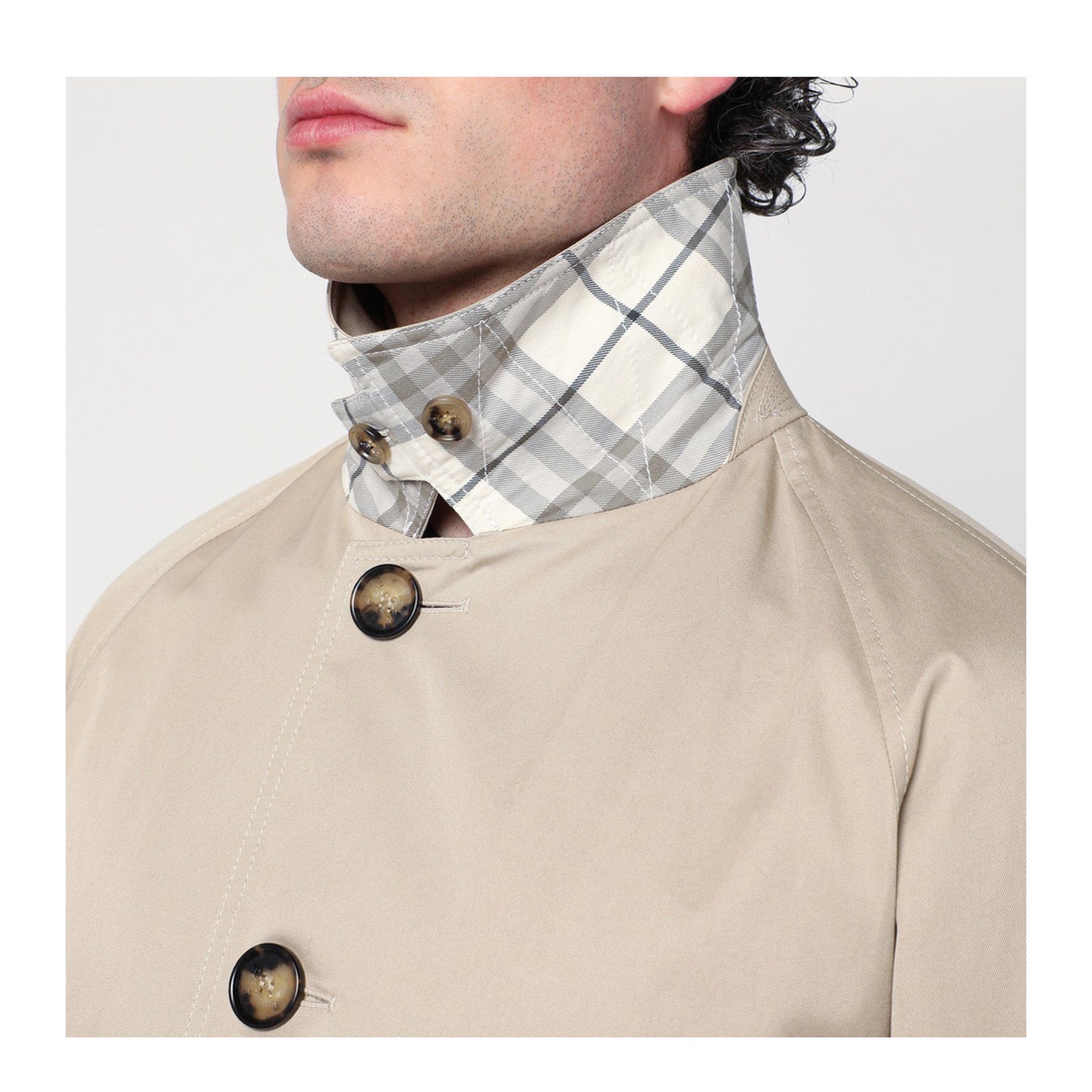 Beige Cotton Trench Coat with Belt