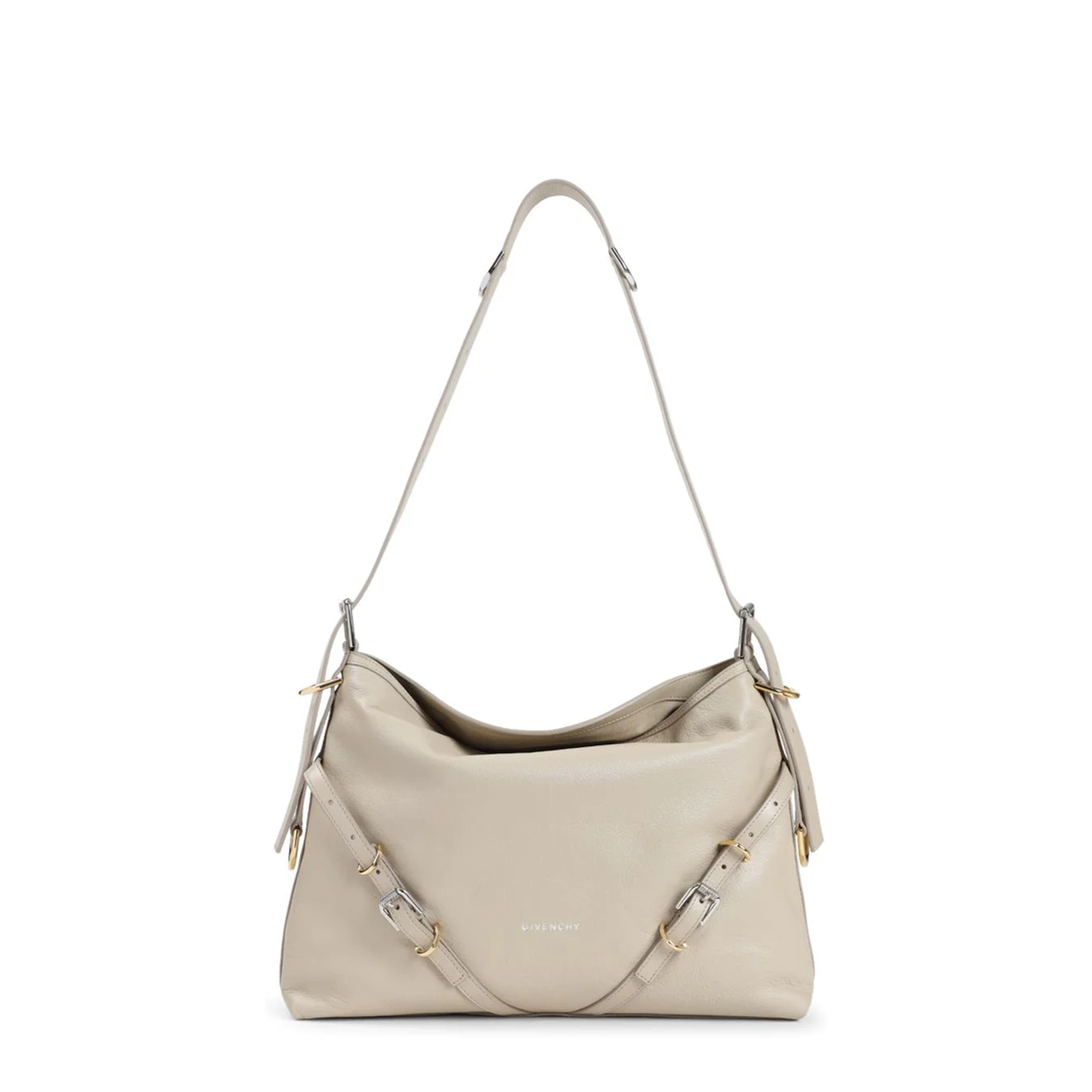 Natural Beige Leather Voyou Medium Bag